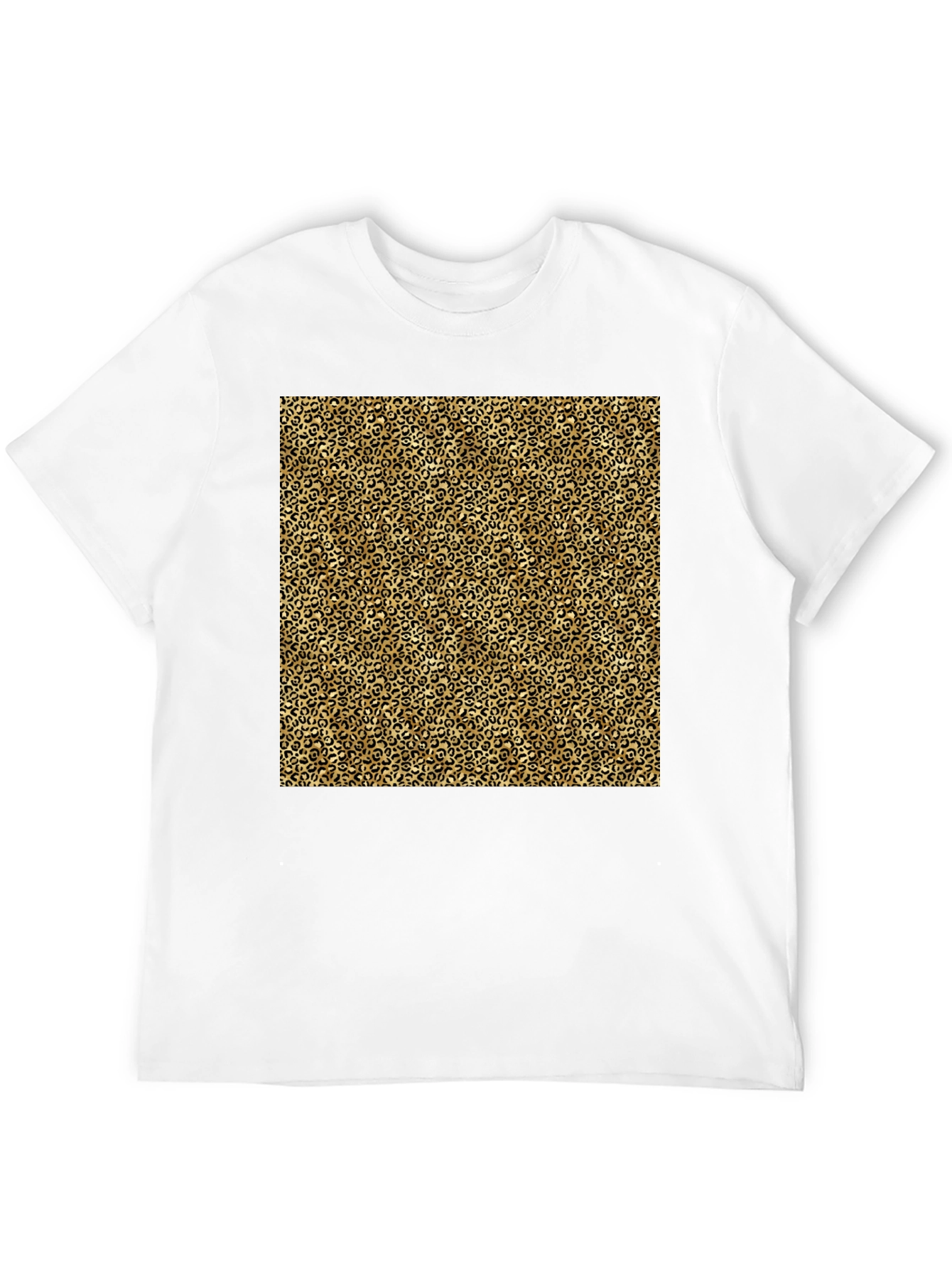 Black T-Shirt with Leopard Print Design
