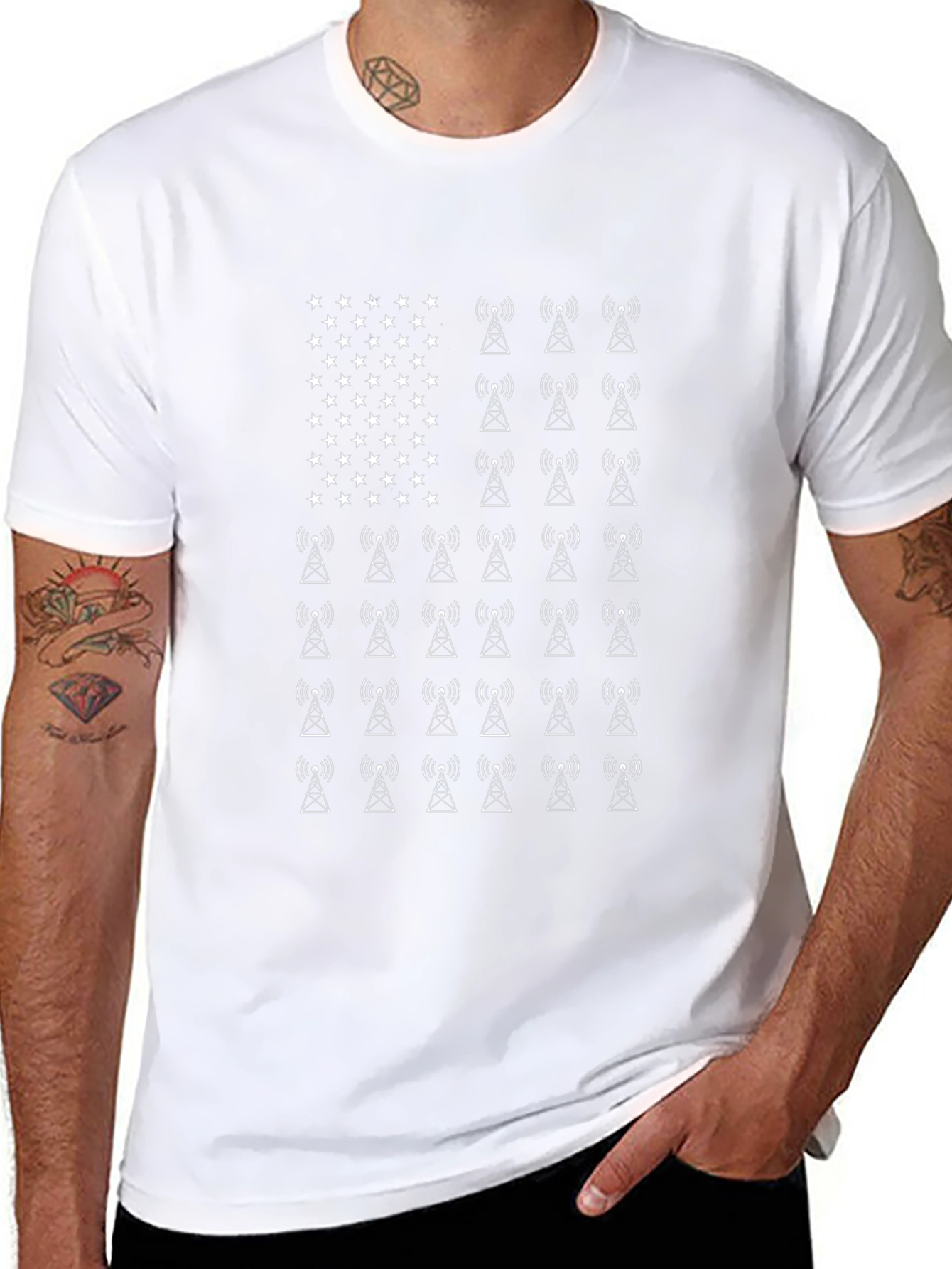 American Flag Radio Tower T-Shirt