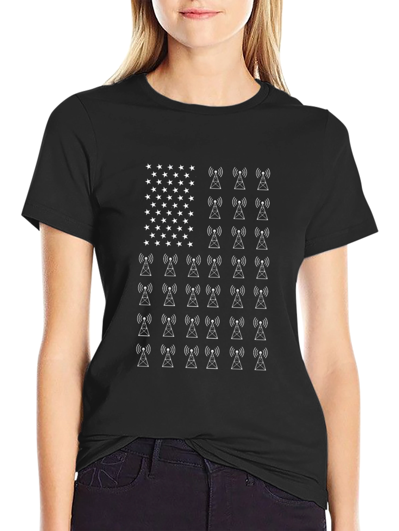 American Flag Radio Tower T-Shirt