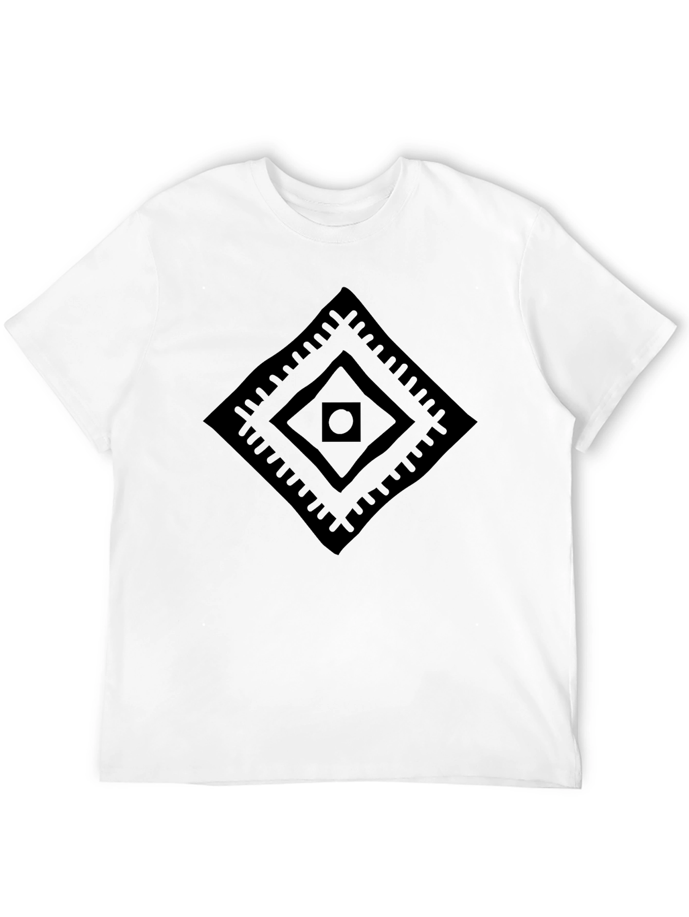 Tribal Diamond Graphic Print Black T-Shirt