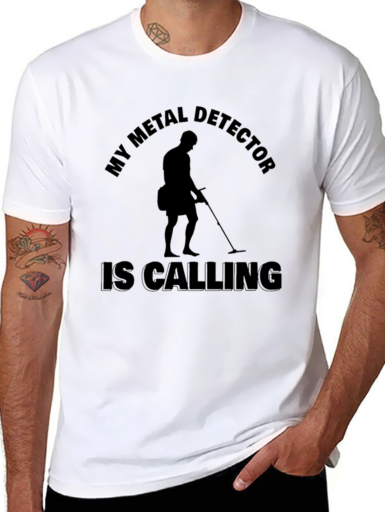 Metal Detector Calling Black T-Shirt