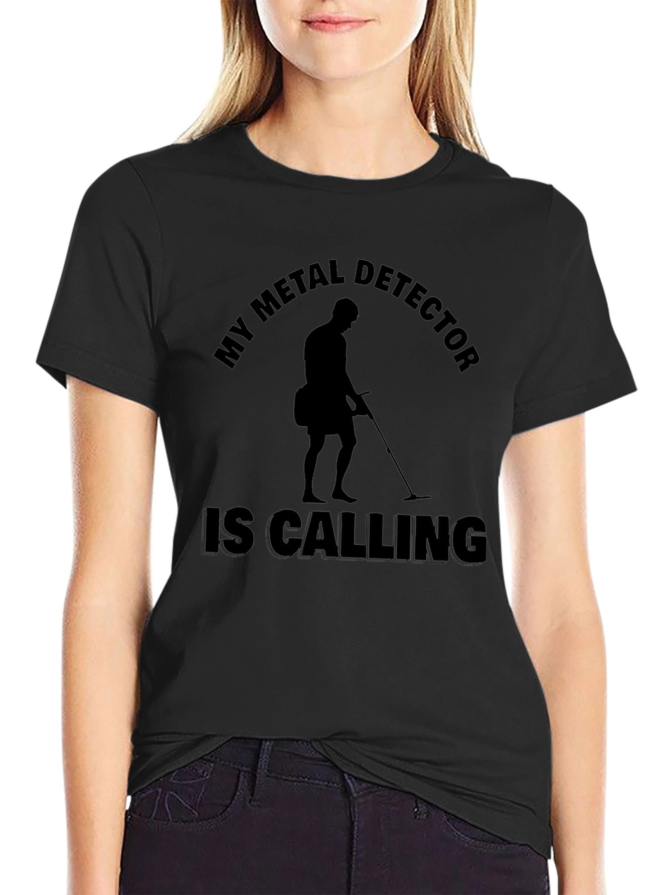 Metal Detector Calling Black T-Shirt