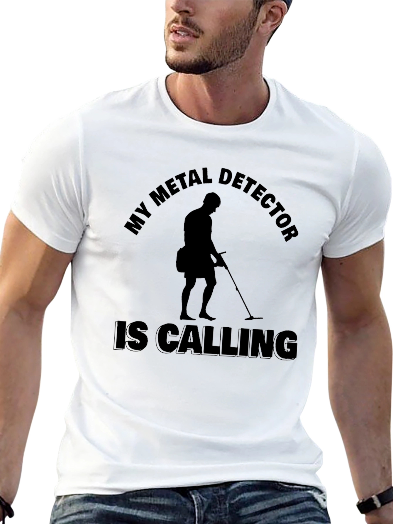 Metal Detector Calling Black T-Shirt