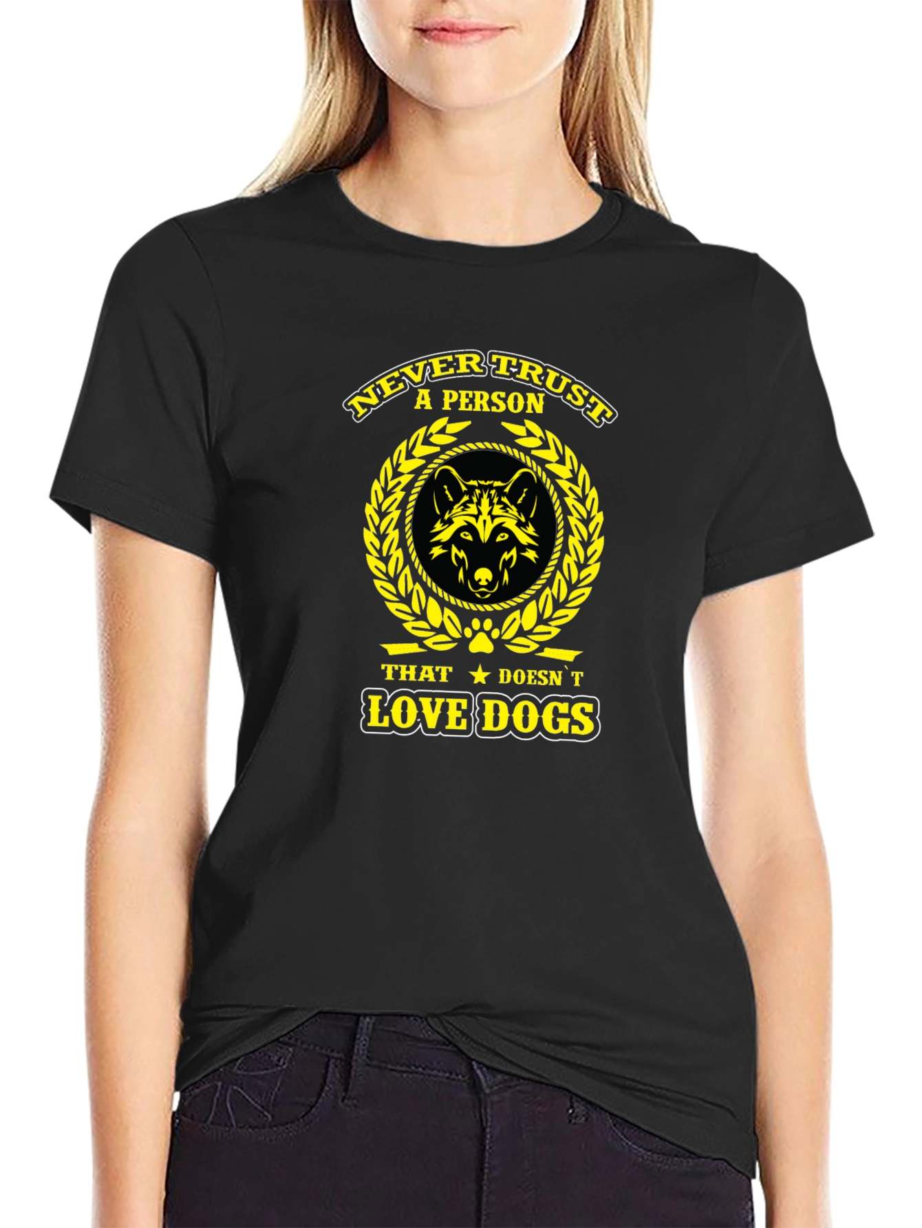 Never Trust A Person Dog Lover Black T-Shirt