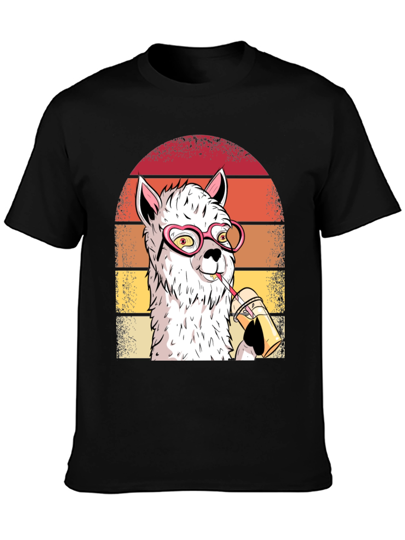 Cool Llama Graphic Tee - Heart Glasses & Drink
