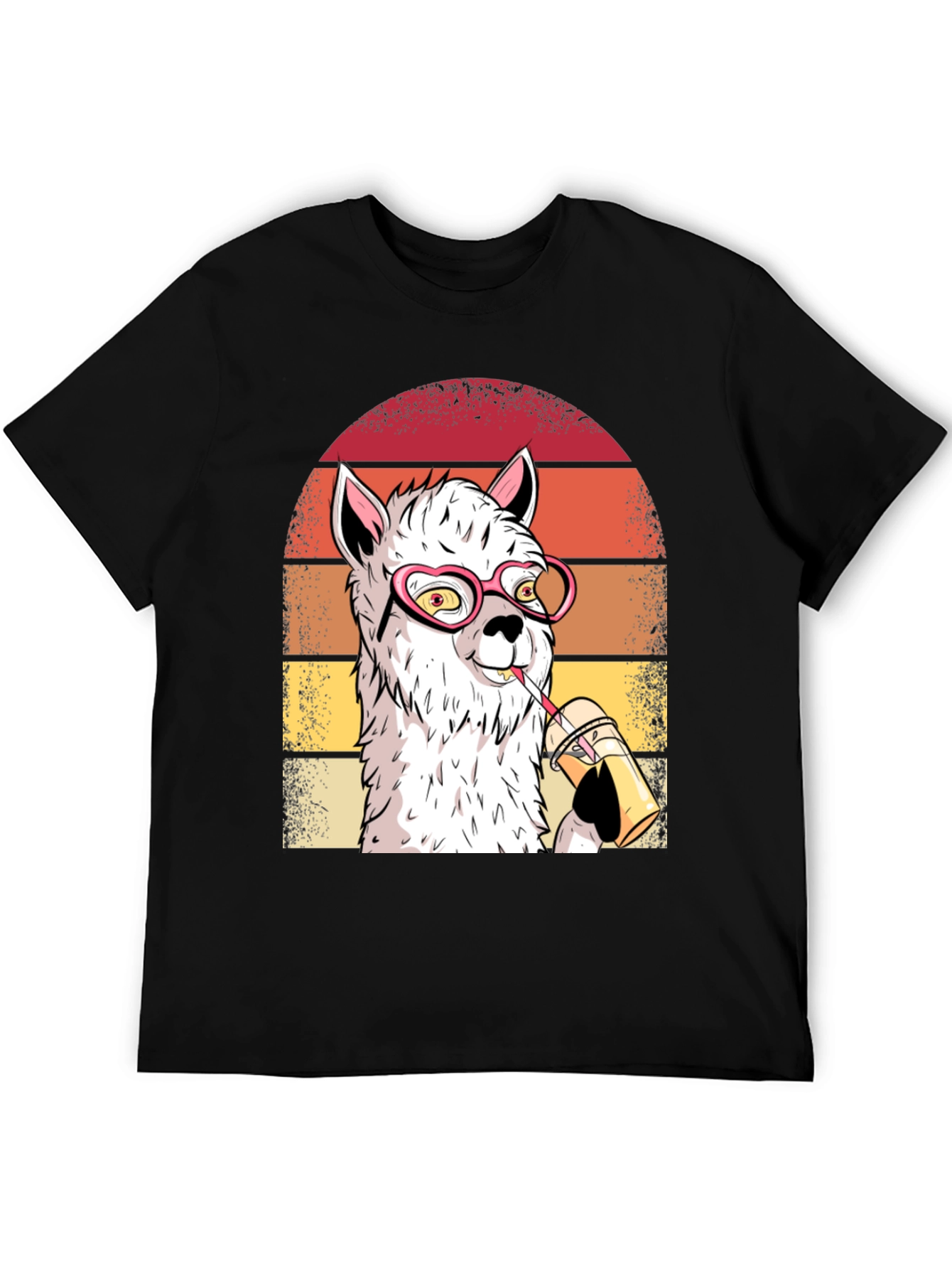 Cool Llama Graphic Tee - Heart Glasses & Drink