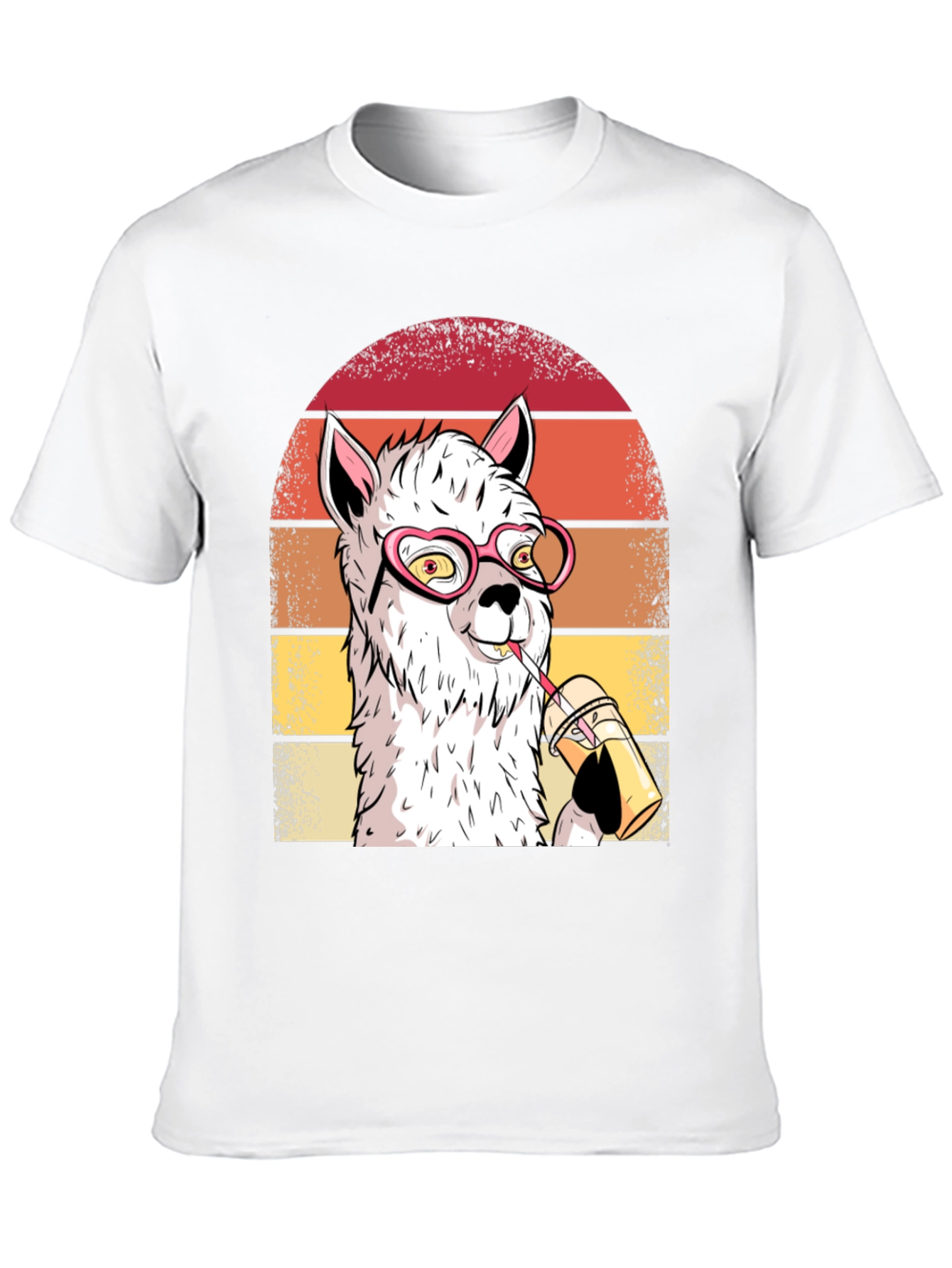 Cool Llama Graphic Tee - Heart Glasses & Drink