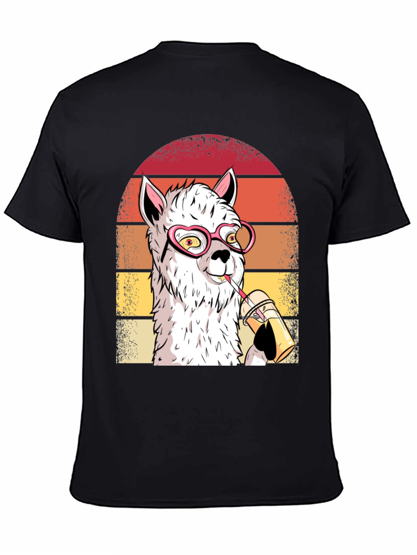 Cool Llama Graphic Tee - Heart Glasses & Drink