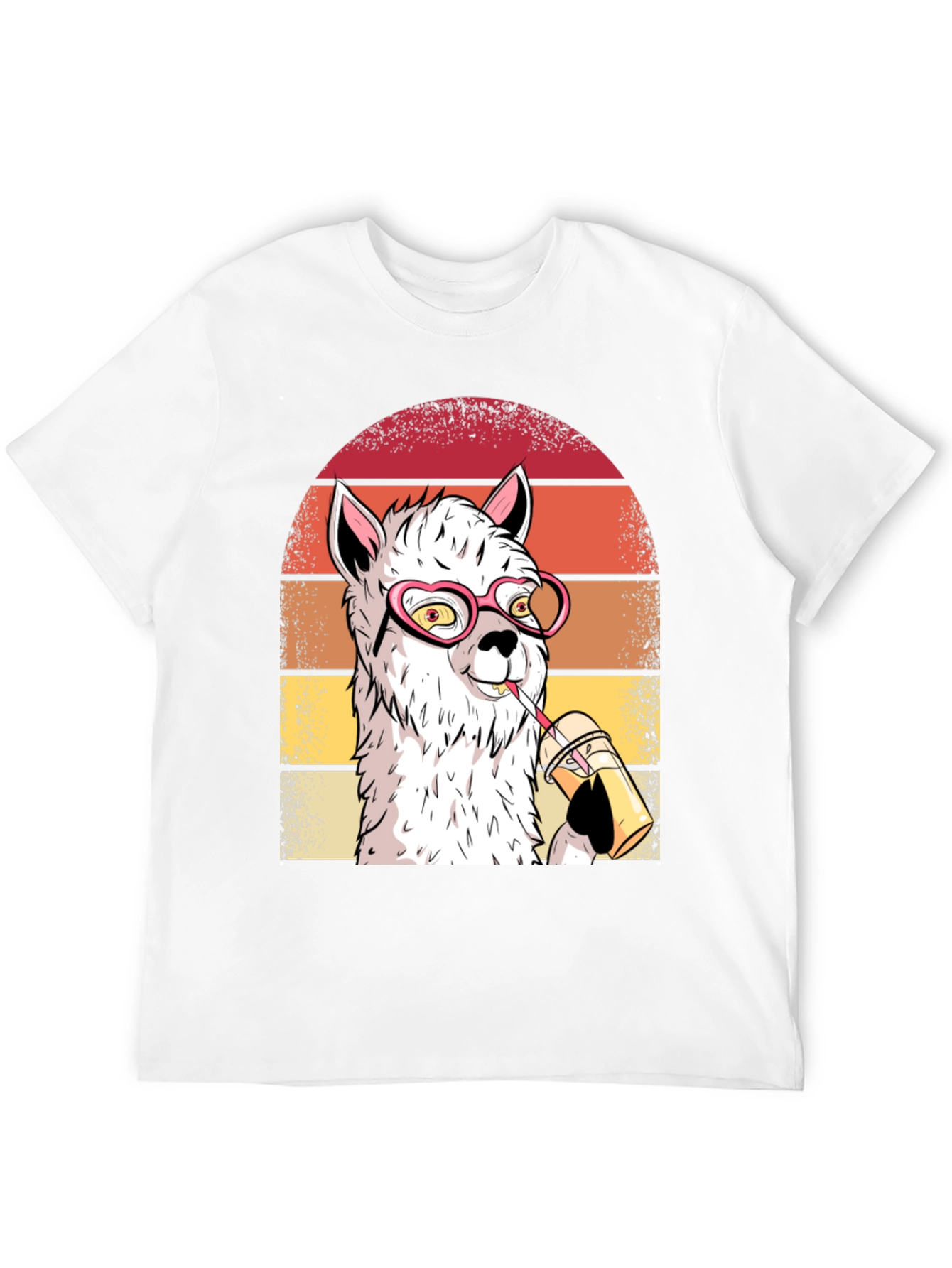 Cool Llama Graphic Tee - Heart Glasses & Drink
