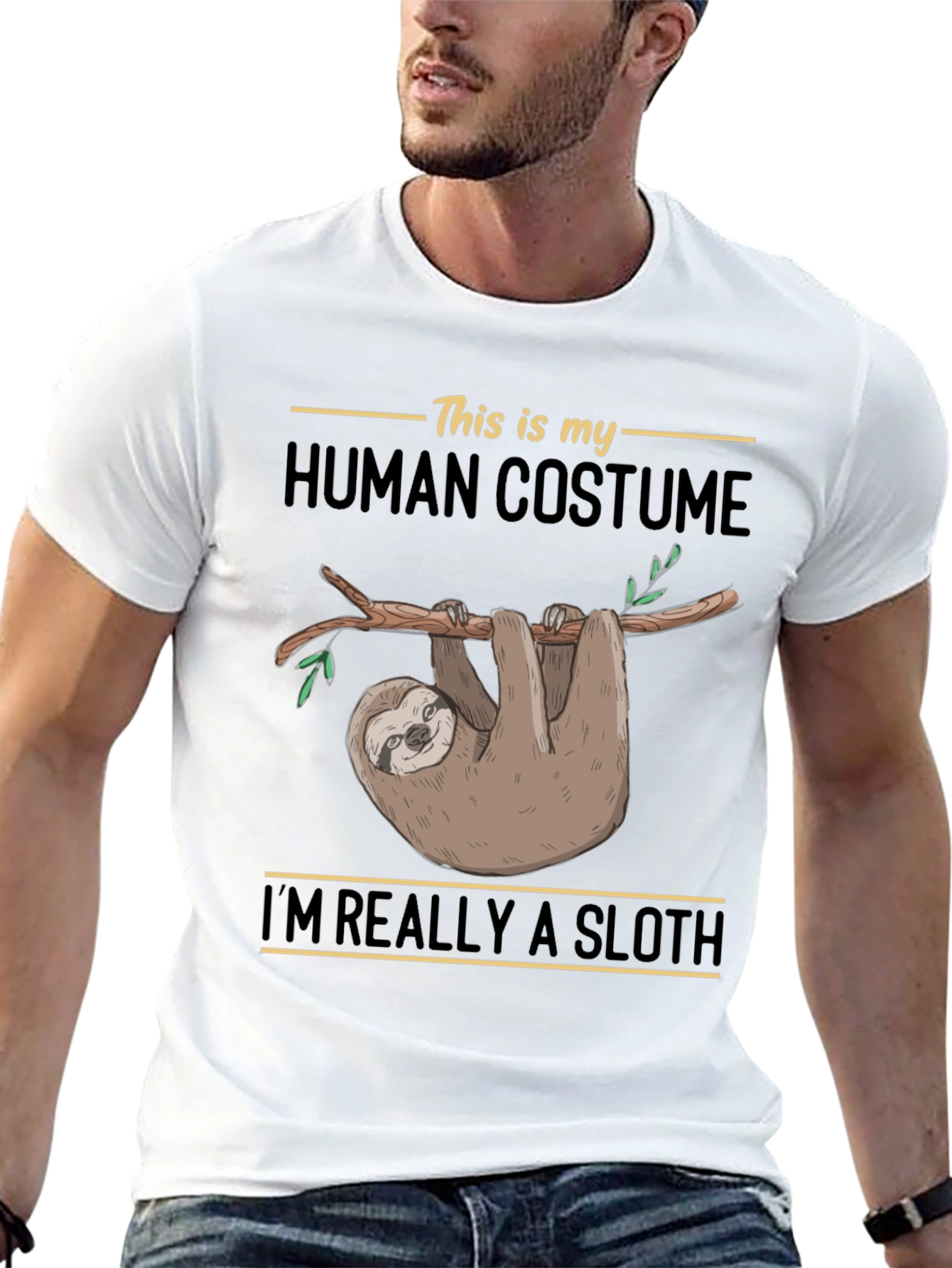 Sloth Human Costume Funny Graphic T-Shirt