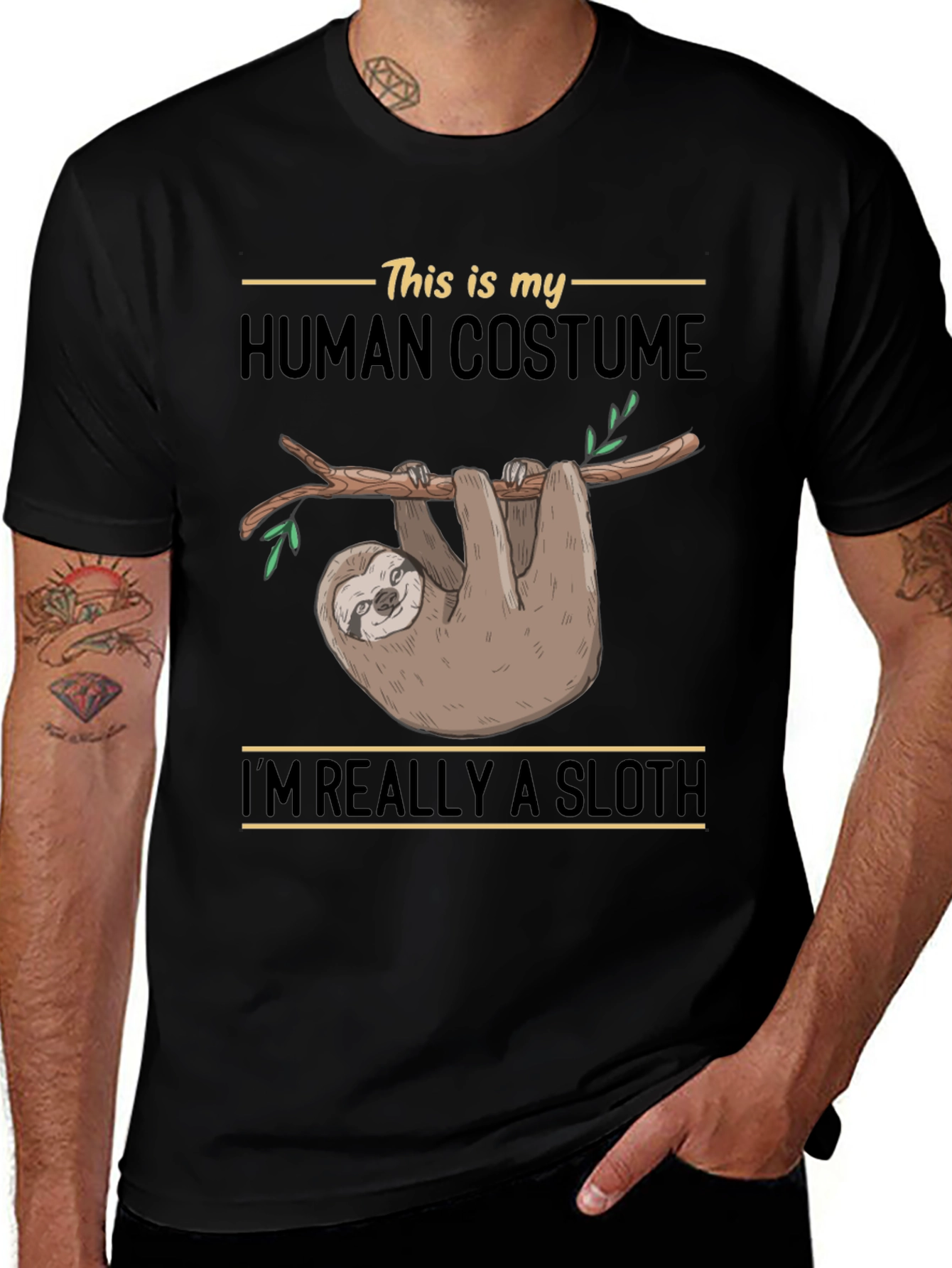 Sloth Human Costume Funny Graphic T-Shirt