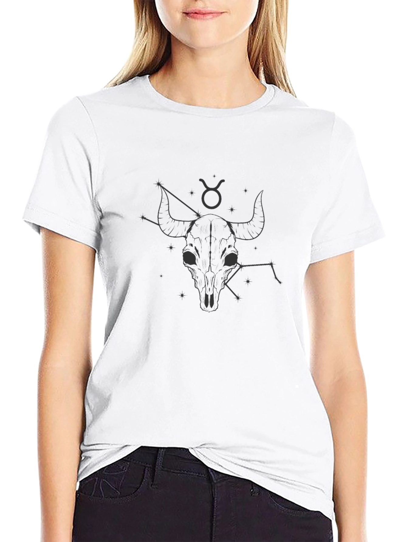 Taurus Zodiac Graphic Tee - Black Cotton Blend