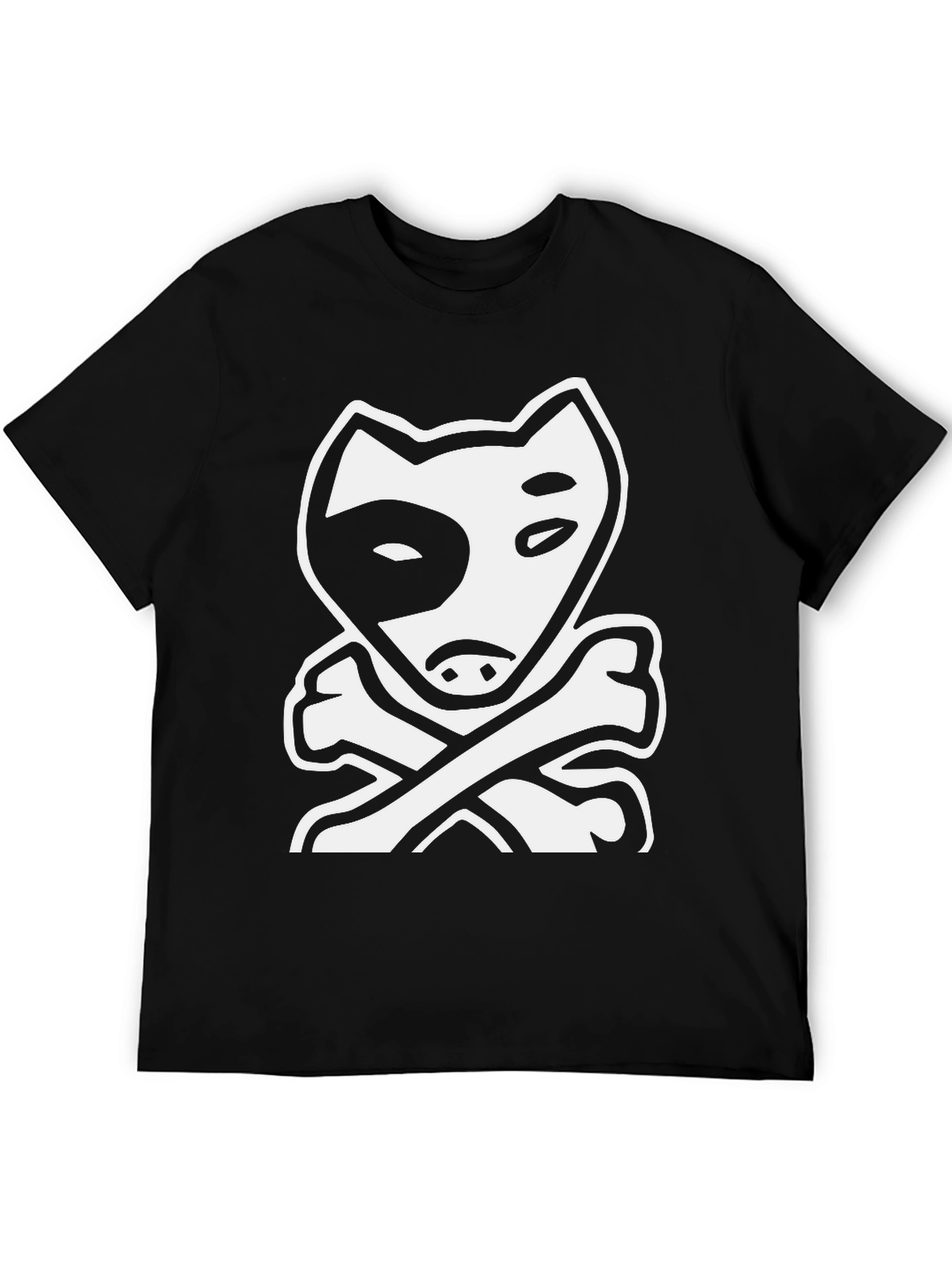 Dog & Bones Graphic Tee - Cool Black T-Shirt