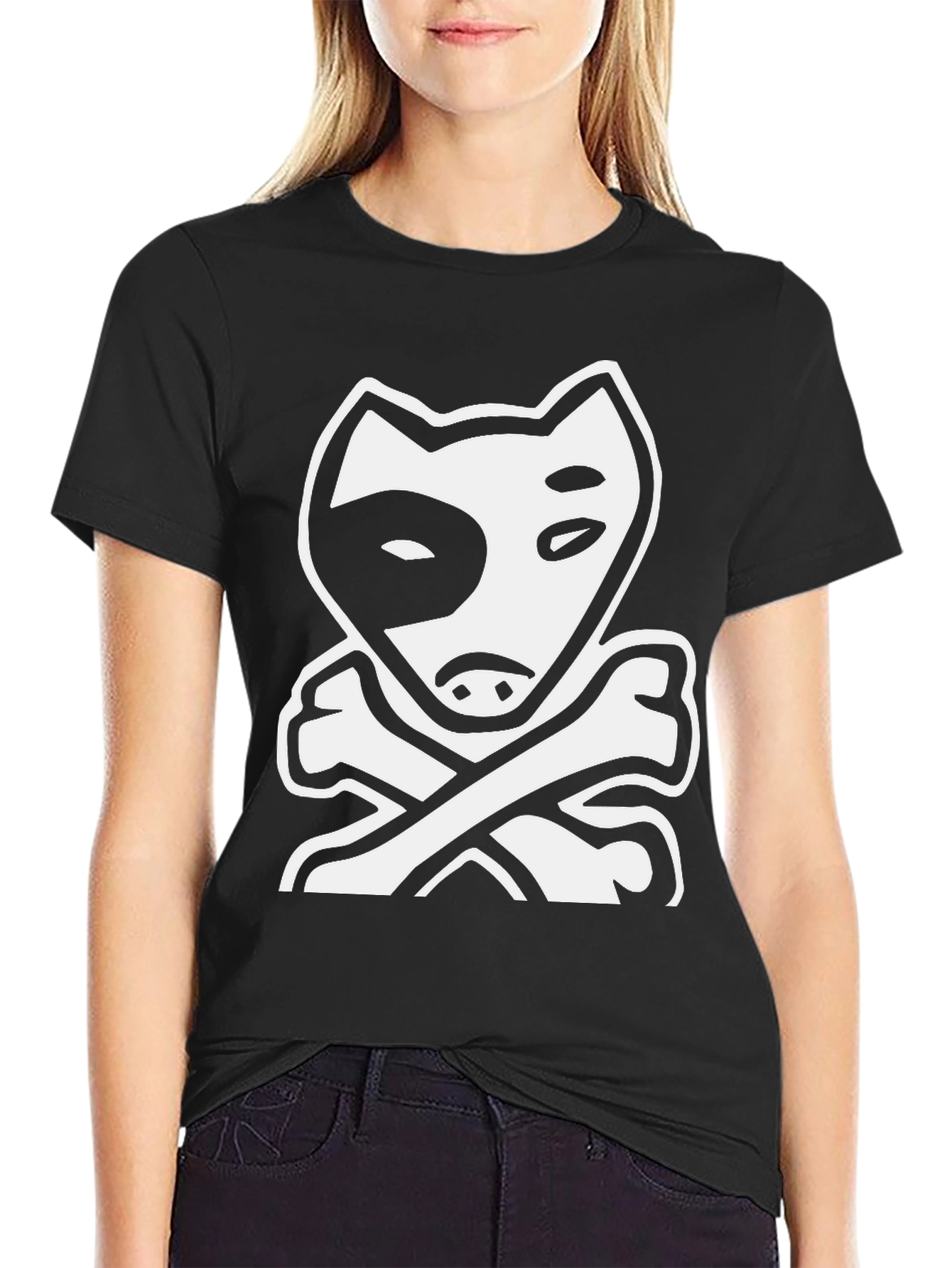 Dog & Bones Graphic Tee - Cool Black T-Shirt