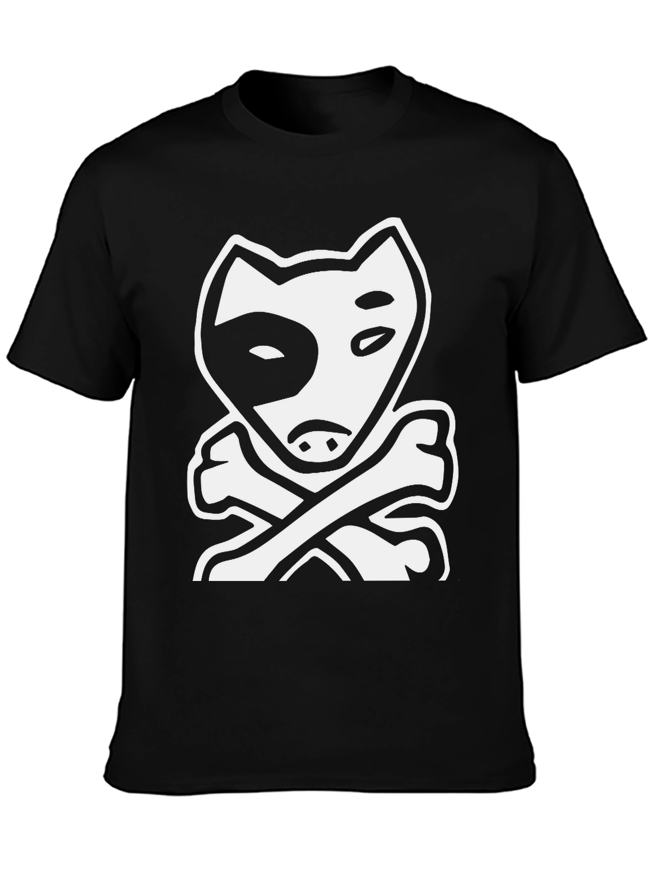 Dog & Bones Graphic Tee - Cool Black T-Shirt