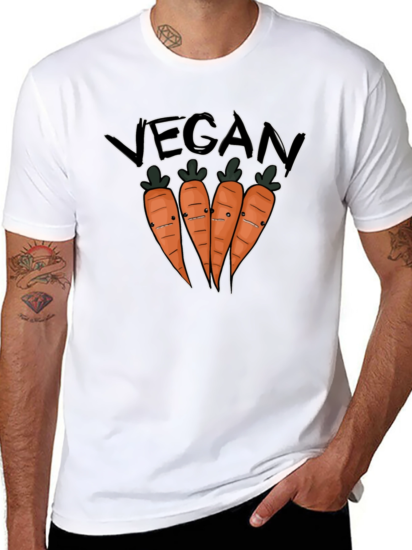 Vegan Carrots Graphic Tee - Black Cotton T-Shirt