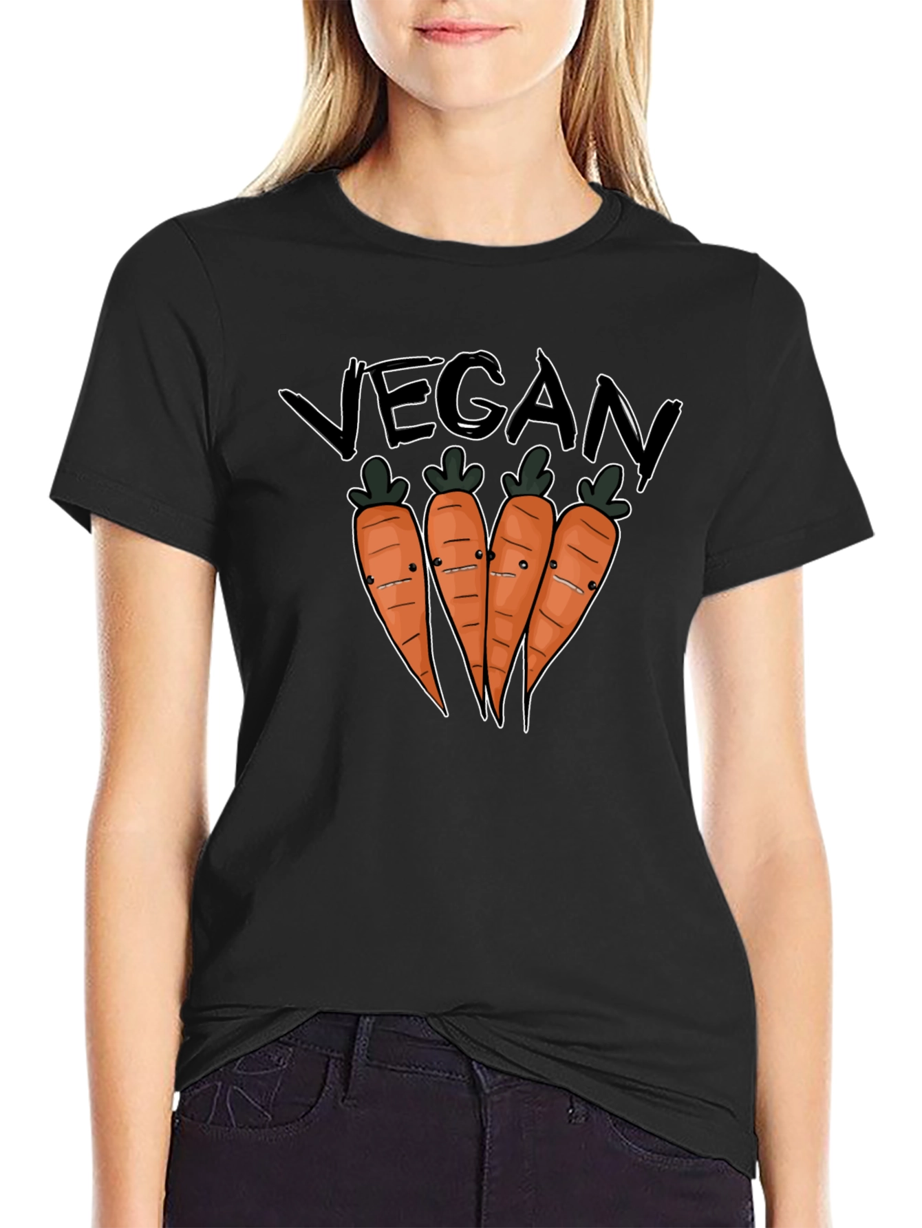 Vegan Carrots Graphic Tee - Black Cotton T-Shirt