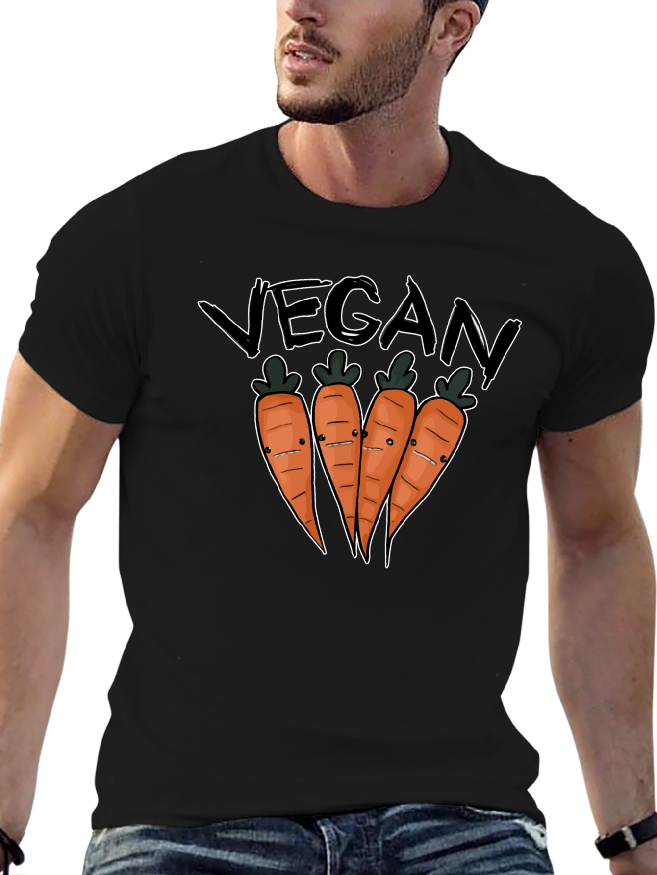 Vegan Carrots Graphic Tee - Black Cotton T-Shirt