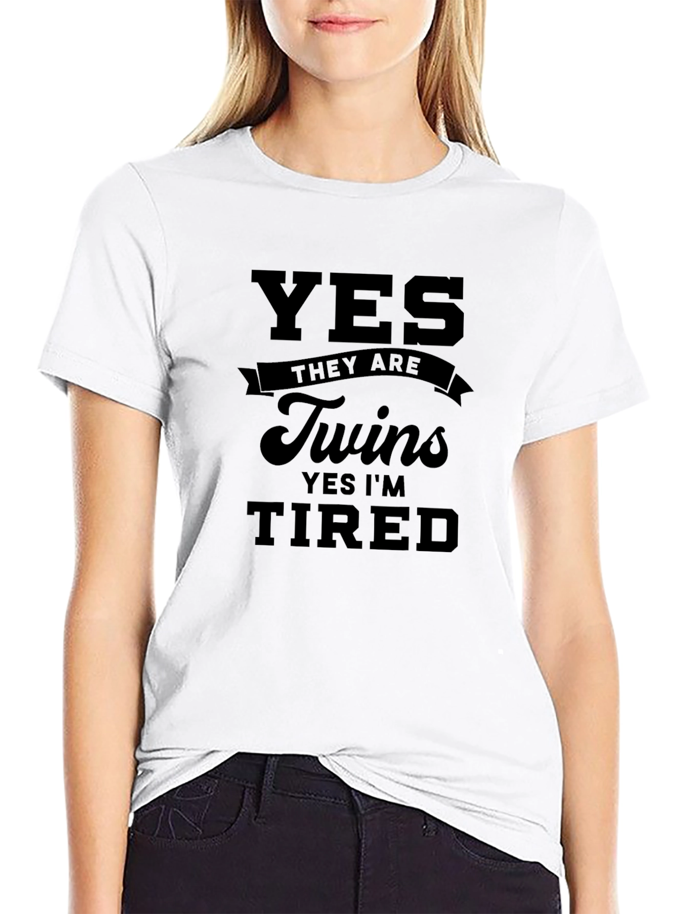 Yes Twins Tired Black T-Shirt