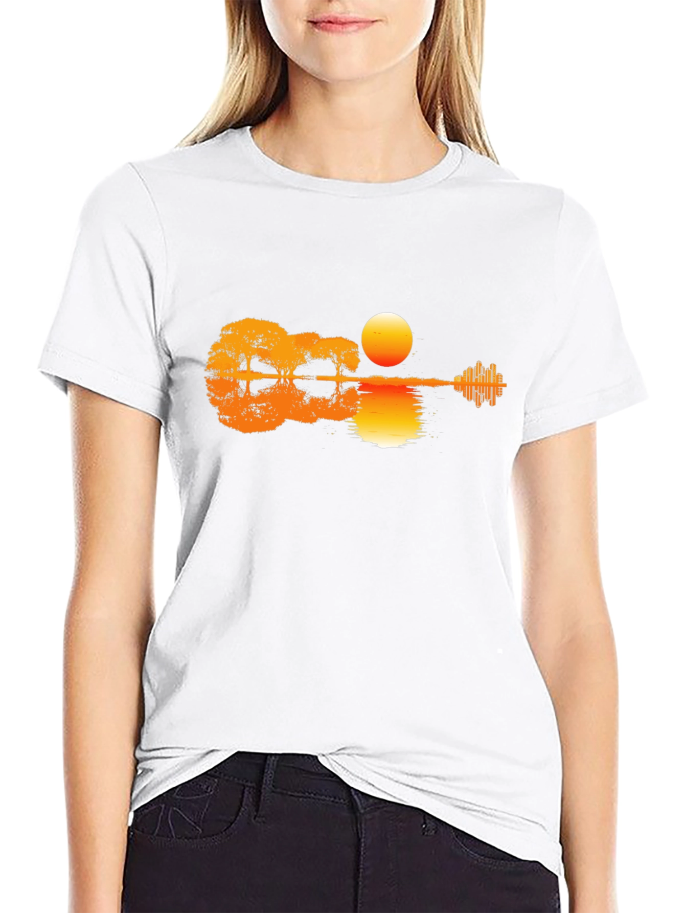 Guitar Sunset Graphic Tee - Black