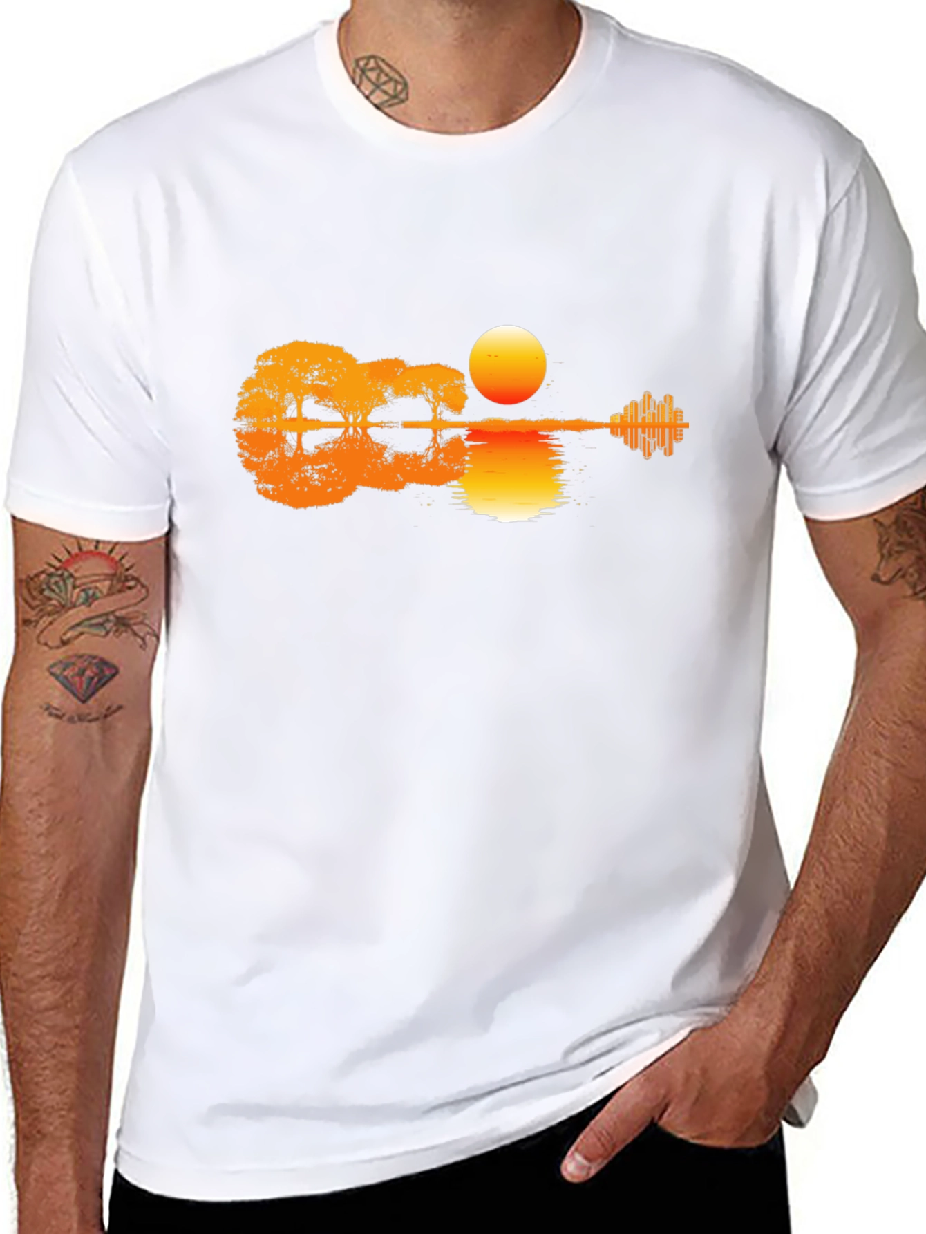 Guitar Sunset Graphic Tee - Black