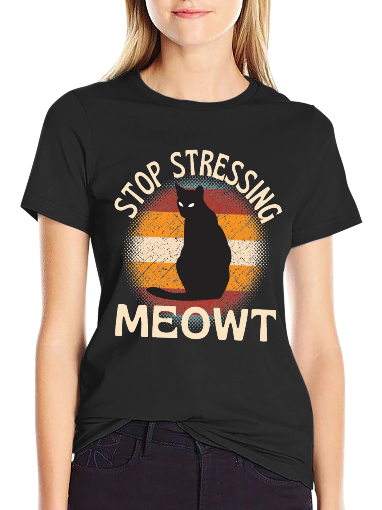 Stop Stressing Meowt Cat Graphic Tee