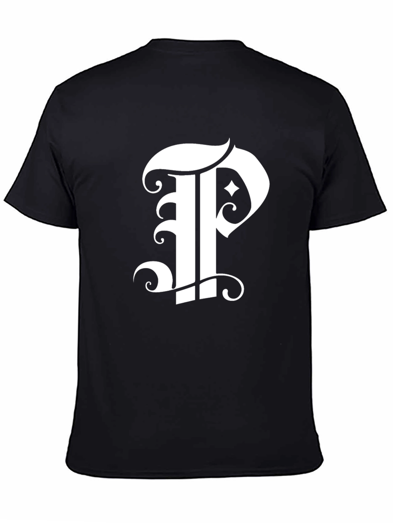 Black T-Shirt with Letter P Design