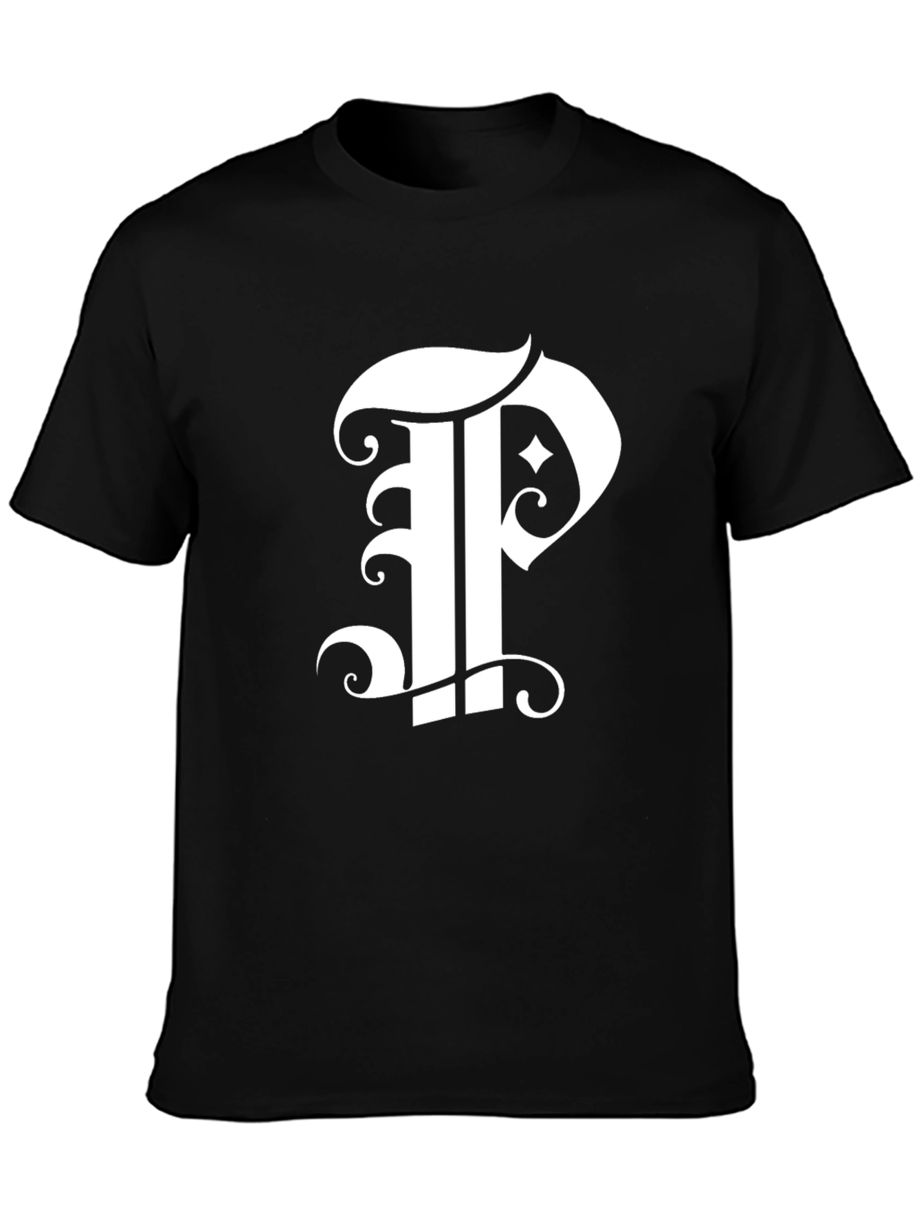 Black T-Shirt with Letter P Design