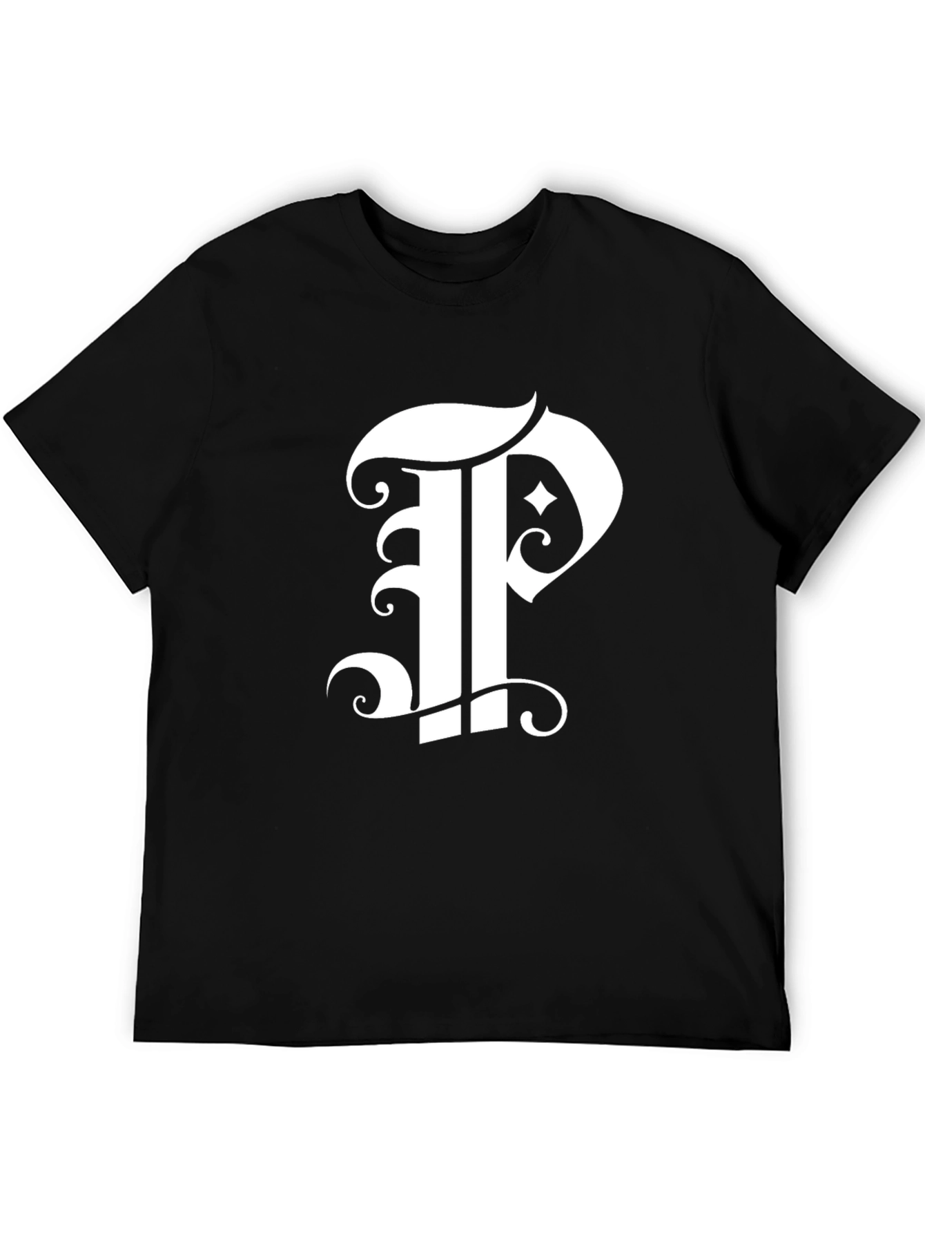 Black T-Shirt with Letter P Design