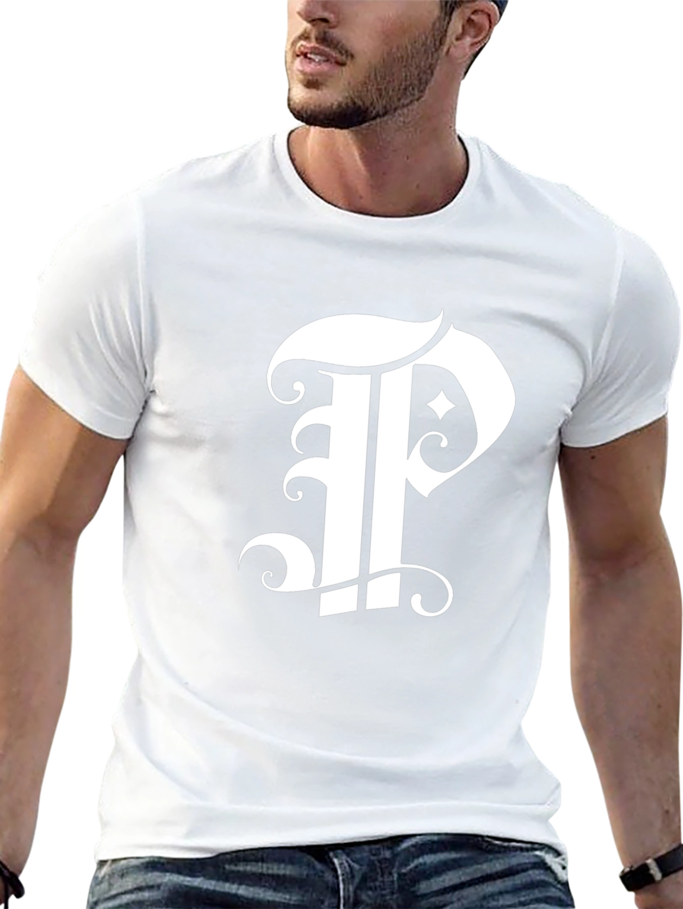 Black T-Shirt with Letter P Design