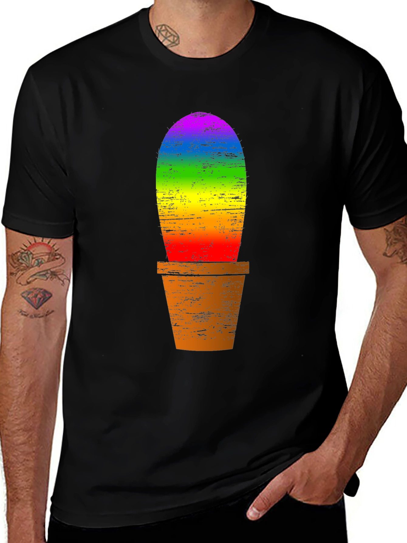 Rainbow Cactus Graphic Tee - Pride T-Shirt