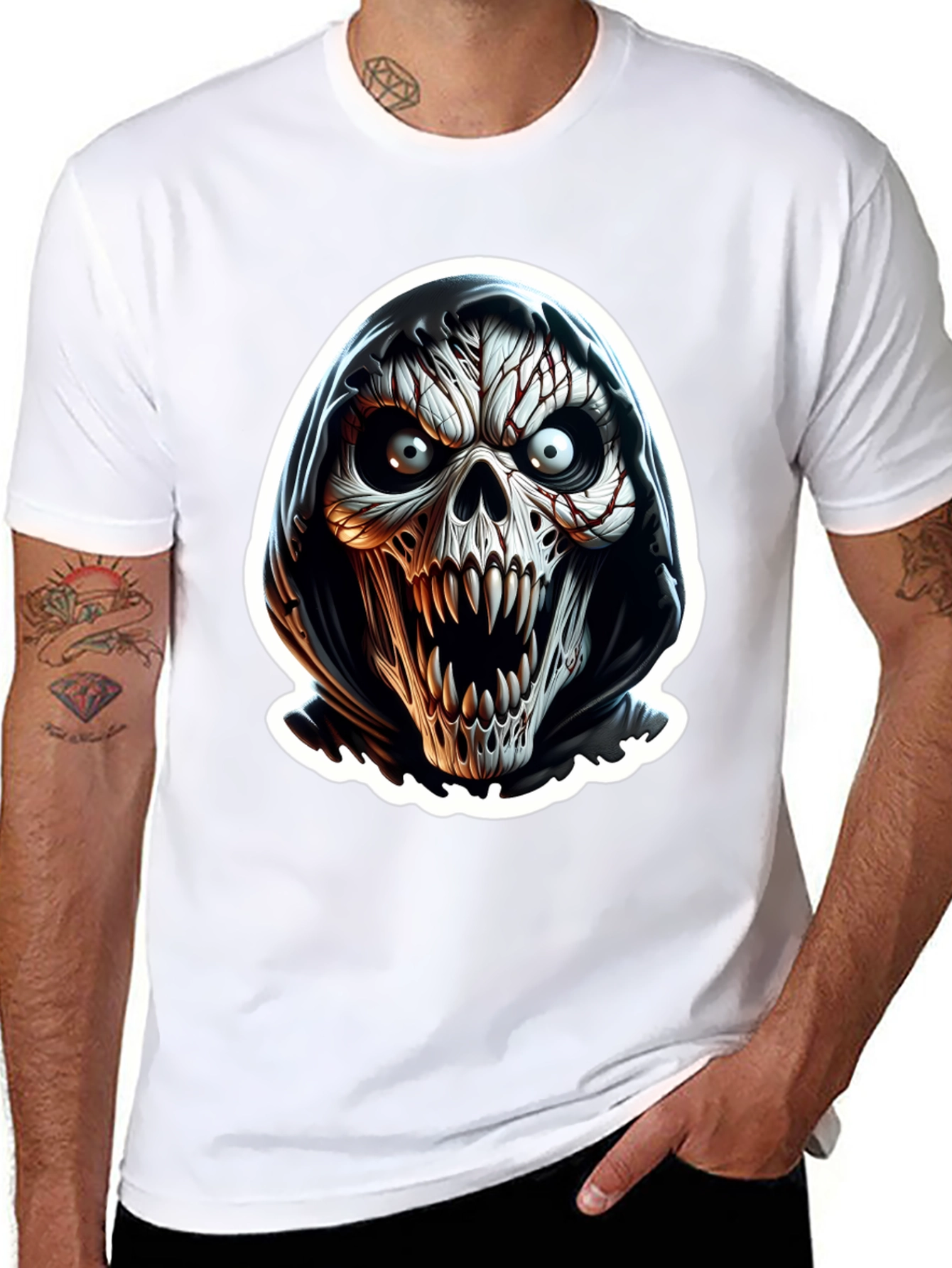 Grim Reaper Skull Graphic Black T-Shirt