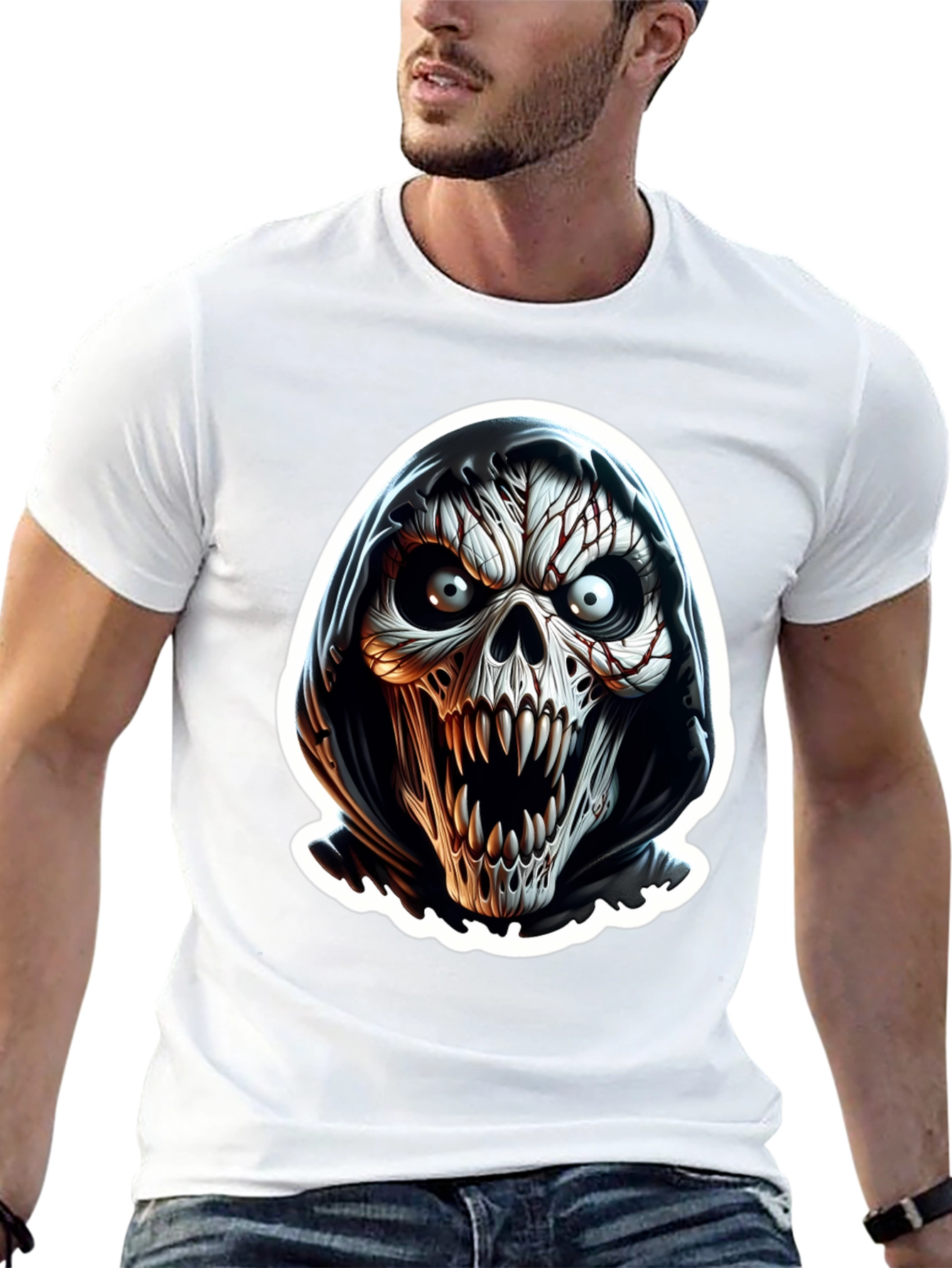 Grim Reaper Skull Graphic Black T-Shirt