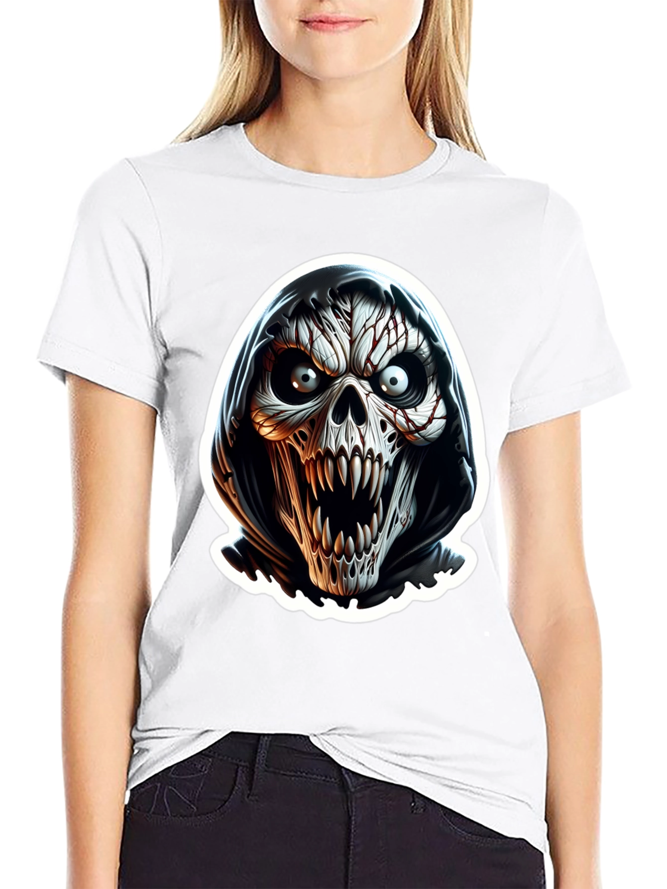 Grim Reaper Skull Graphic Black T-Shirt