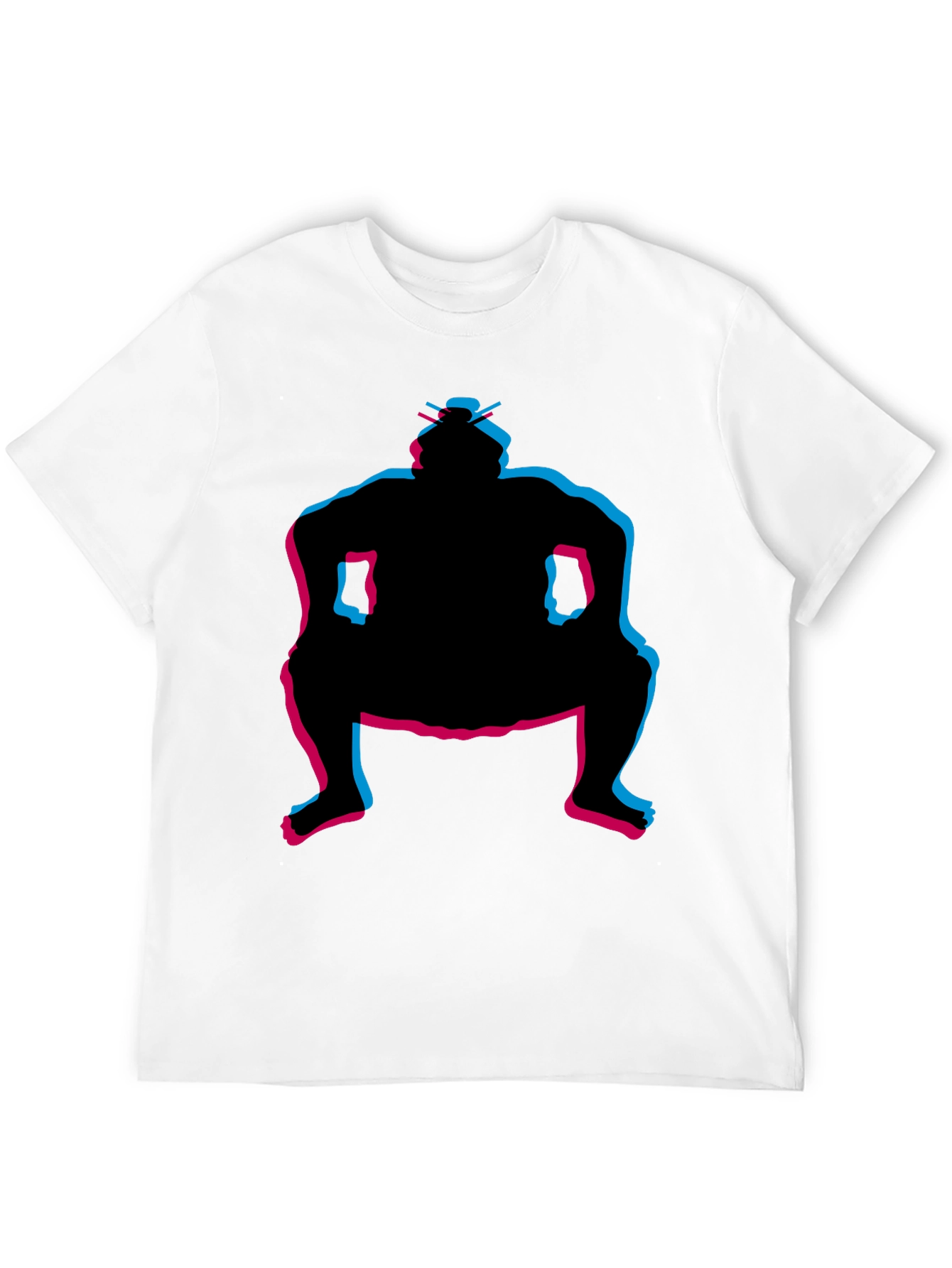 Sumo Wrestler Graphic Tee - Black Crew Neck T-Shirt