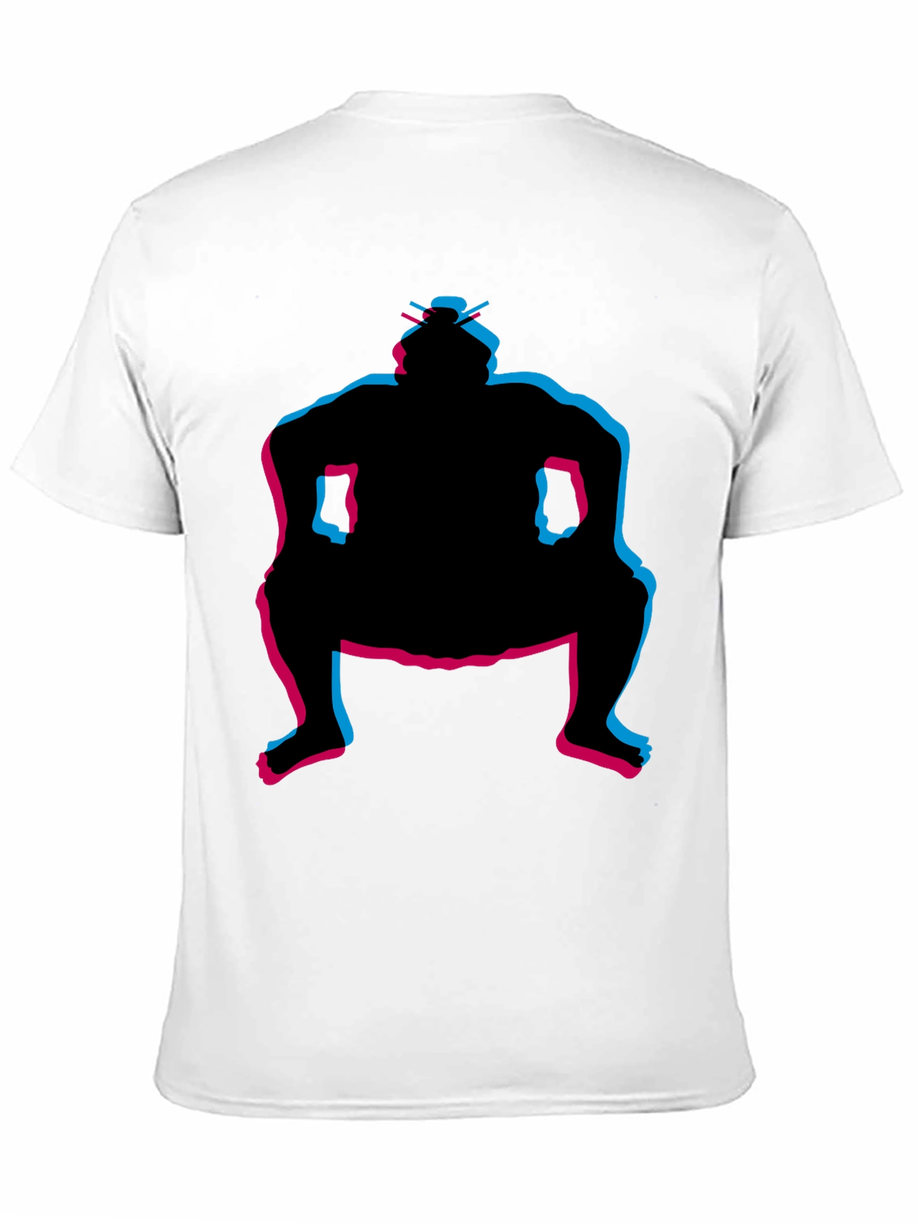Sumo Wrestler Graphic Tee - Black Crew Neck T-Shirt