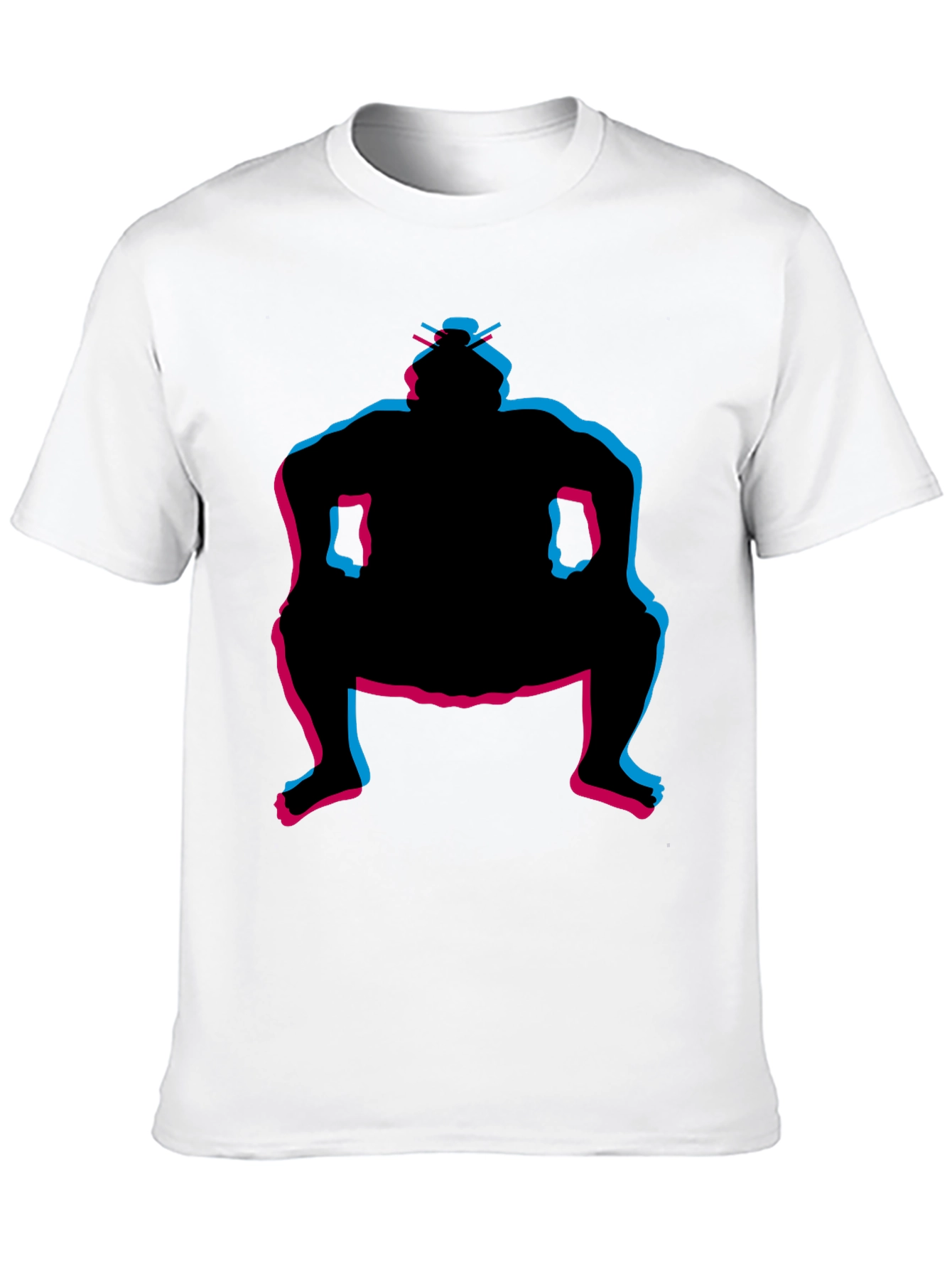 Sumo Wrestler Graphic Tee - Black Crew Neck T-Shirt
