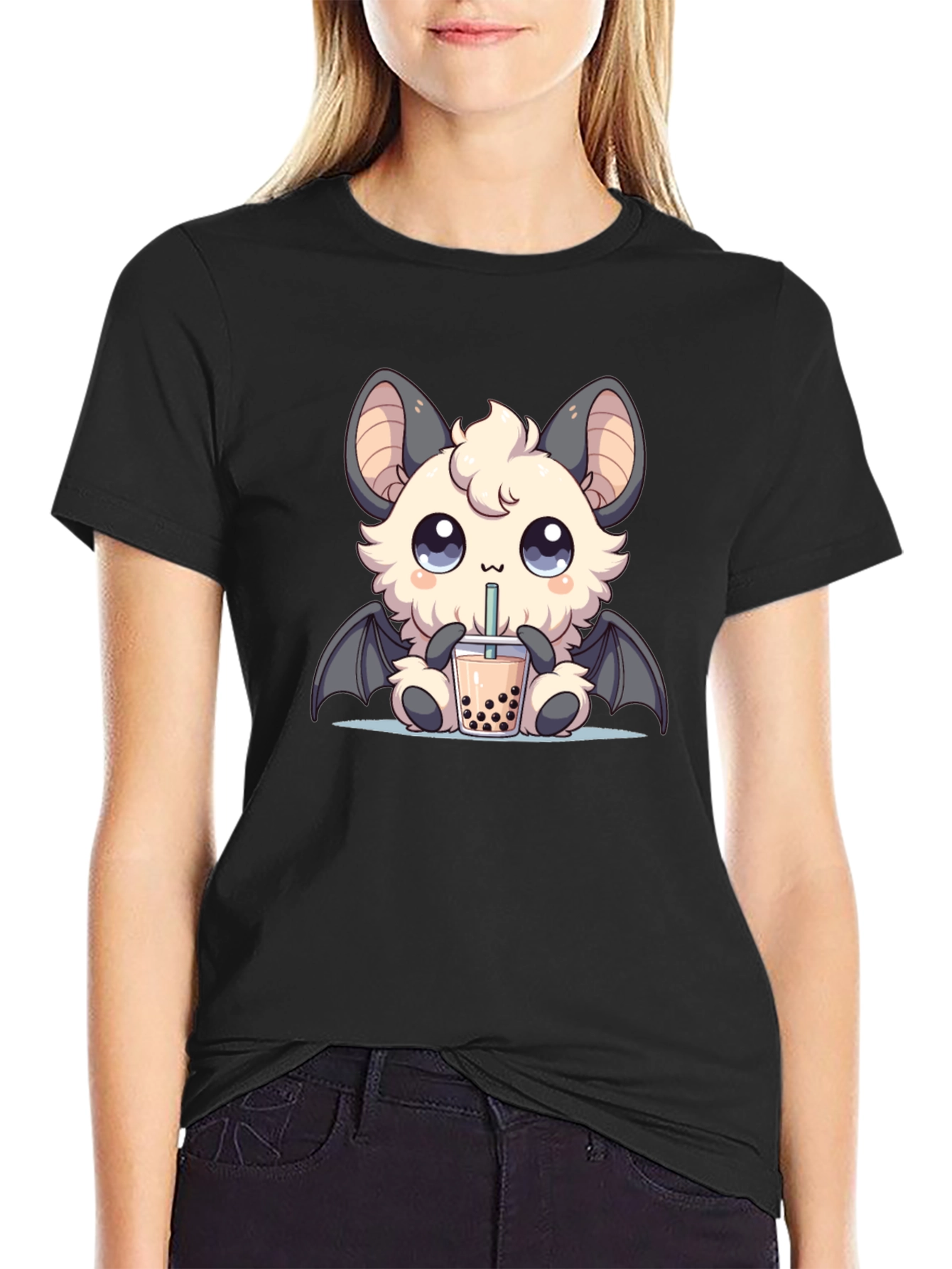 Kawaii Bat Boba Tea Graphic Tee