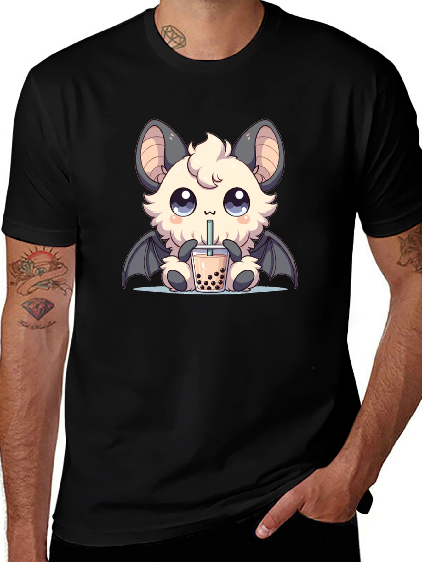 Kawaii Bat Boba Tea Graphic Tee