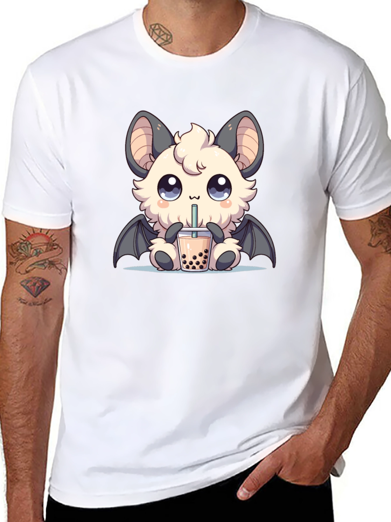 Kawaii Bat Boba Tea Graphic Tee