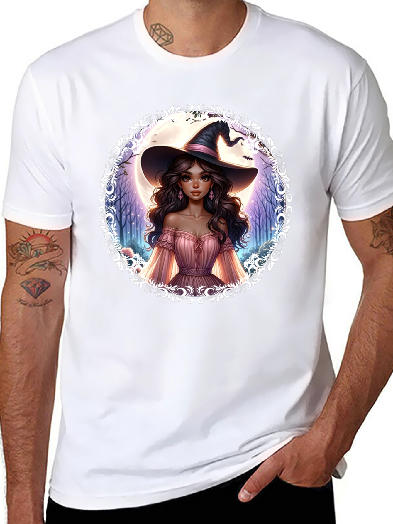 Enchanting Witch Graphic Tee - Halloween Style