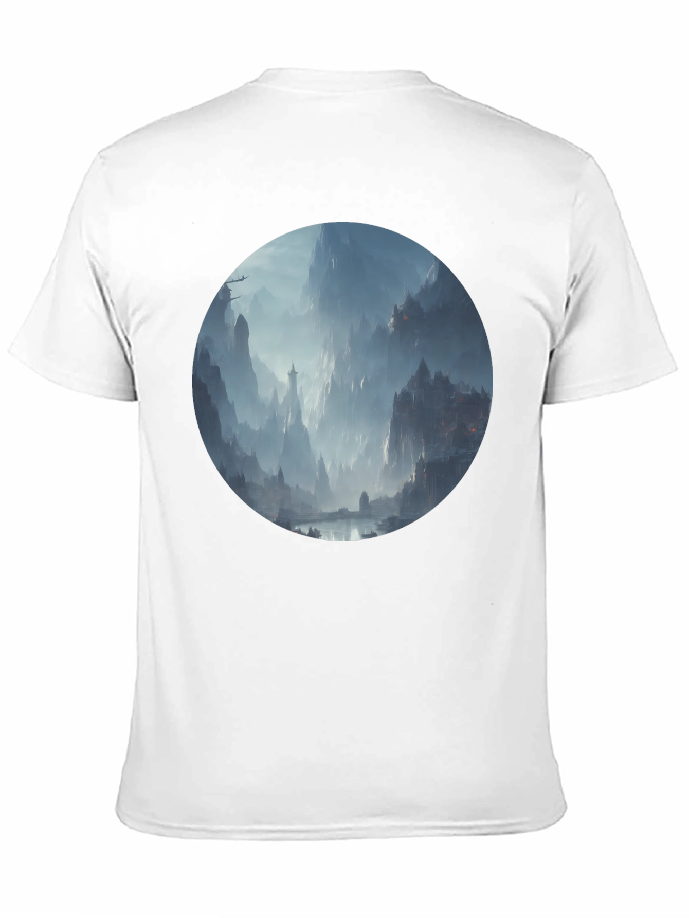 Fantasy Landscape Print Black T-Shirt