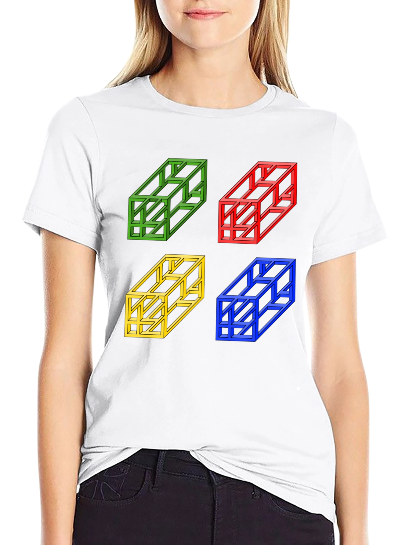 Optical Illusion Cube T-Shirt - Mens Graphic Tee