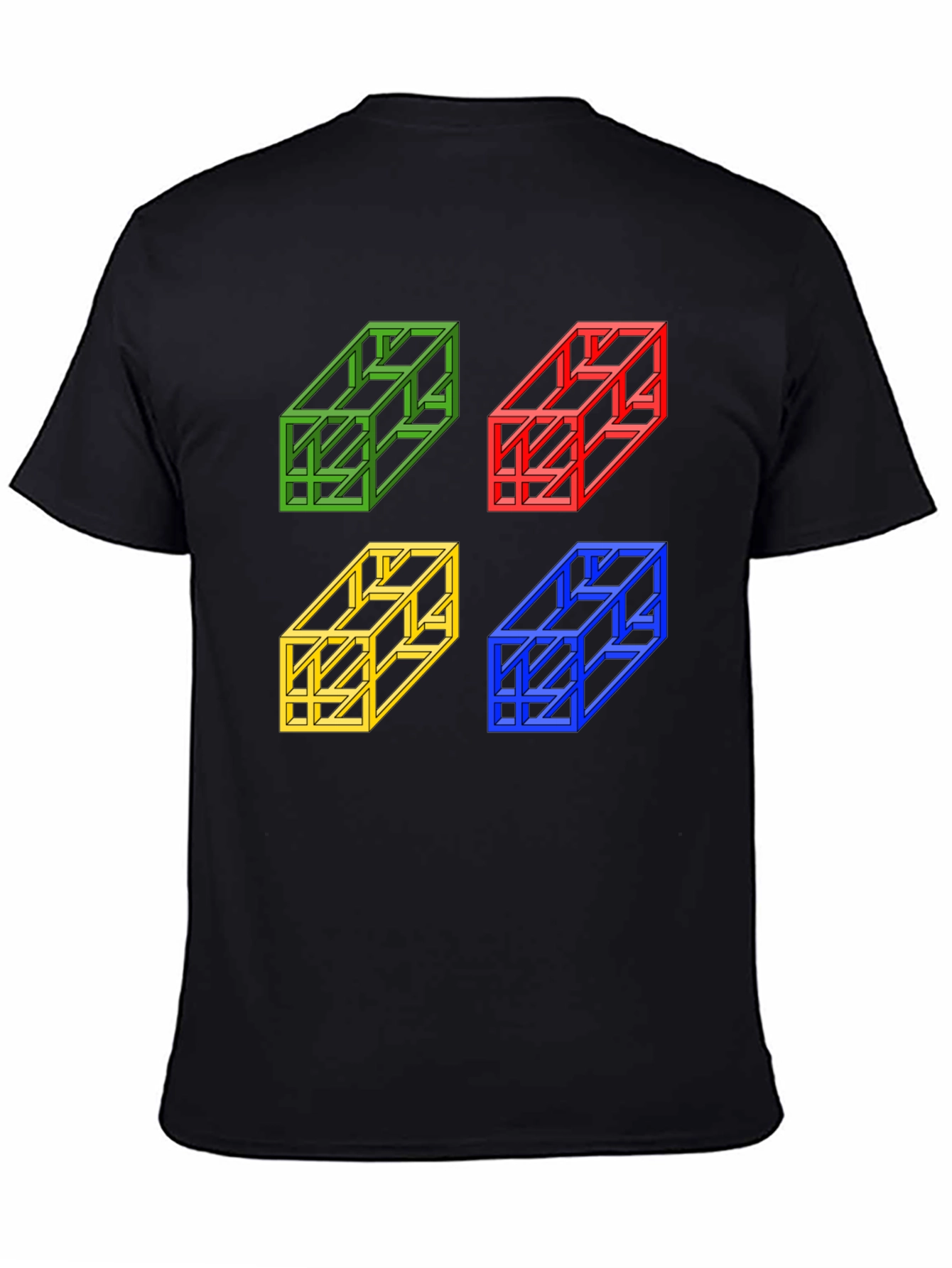 Optical Illusion Cube T-Shirt - Mens Graphic Tee
