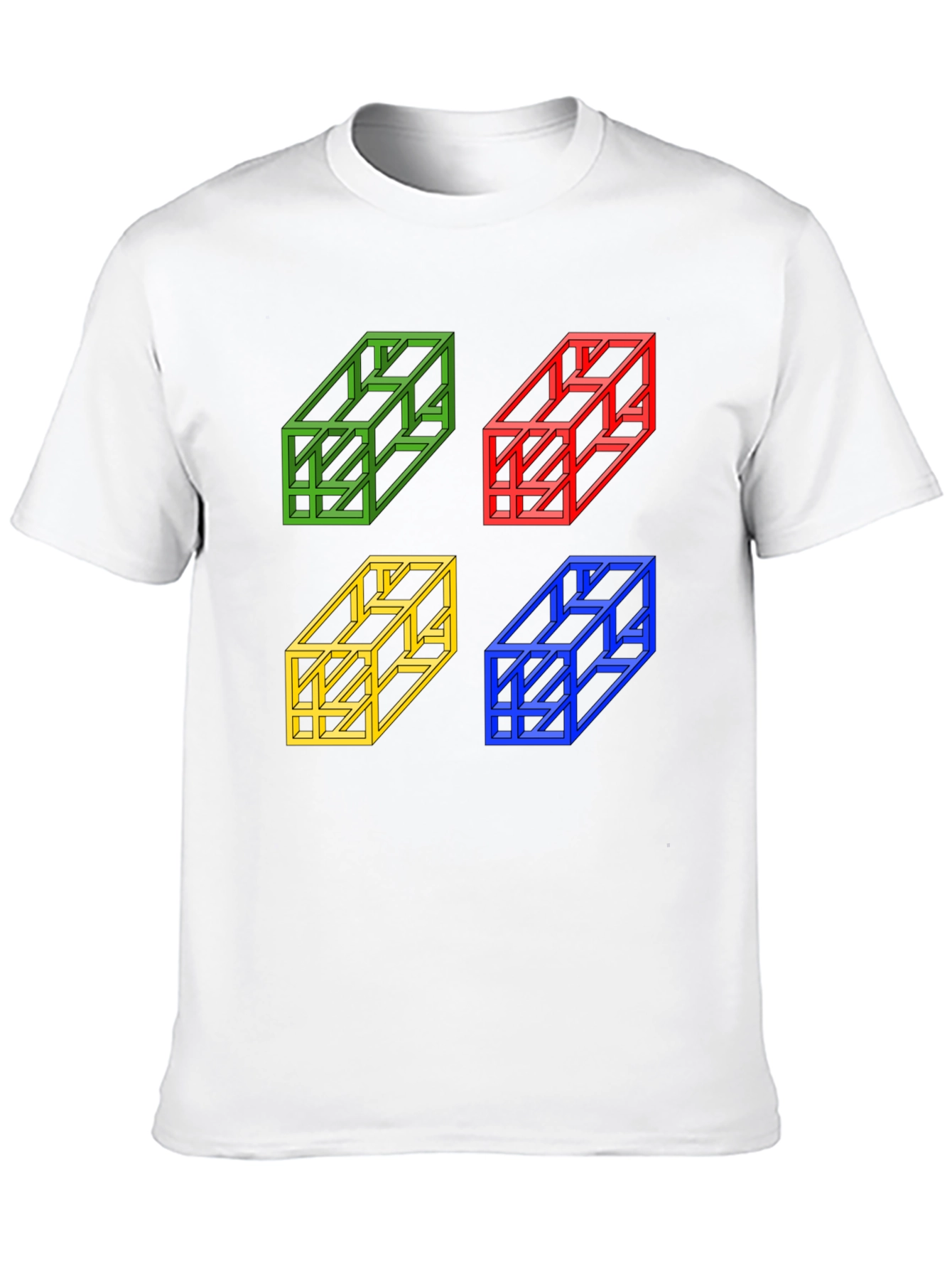 Optical Illusion Cube T-Shirt - Mens Graphic Tee