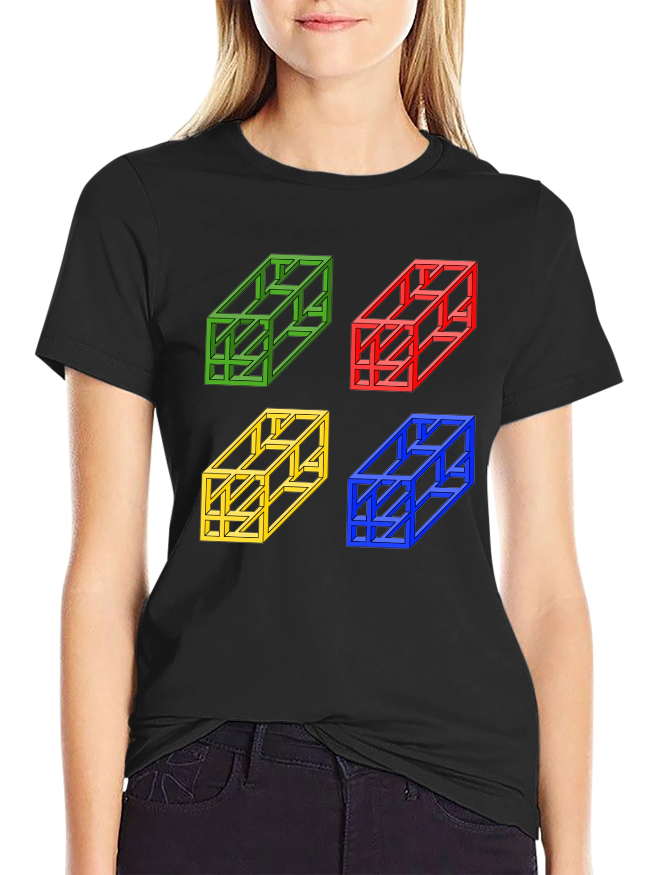 Optical Illusion Cube T-Shirt - Mens Graphic Tee