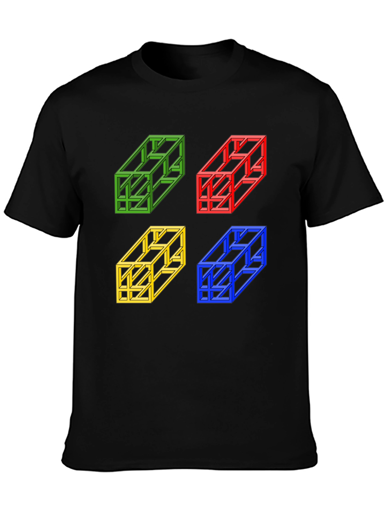 Optical Illusion Cube T-Shirt - Mens Graphic Tee