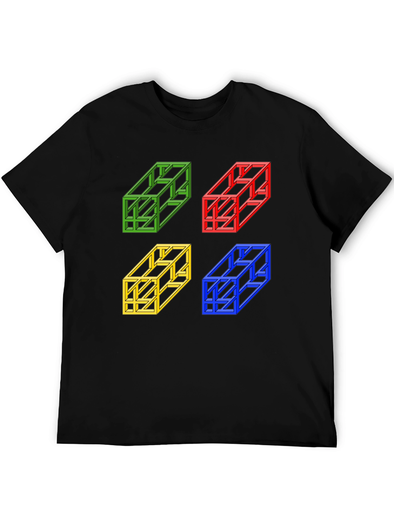 Optical Illusion Cube T-Shirt - Mens Graphic Tee