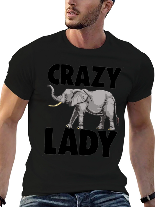 Crazy Elephant Lady Graphic Tee - Black