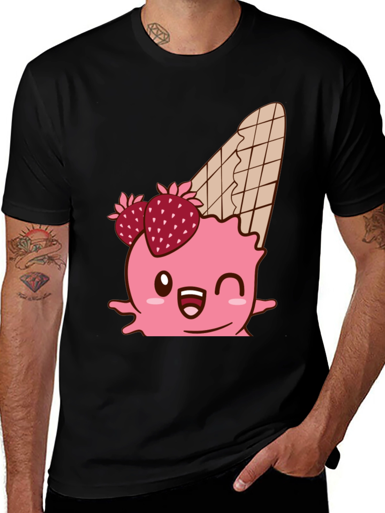 Kawaii Ice Cream Cone Graphic T-Shirt
